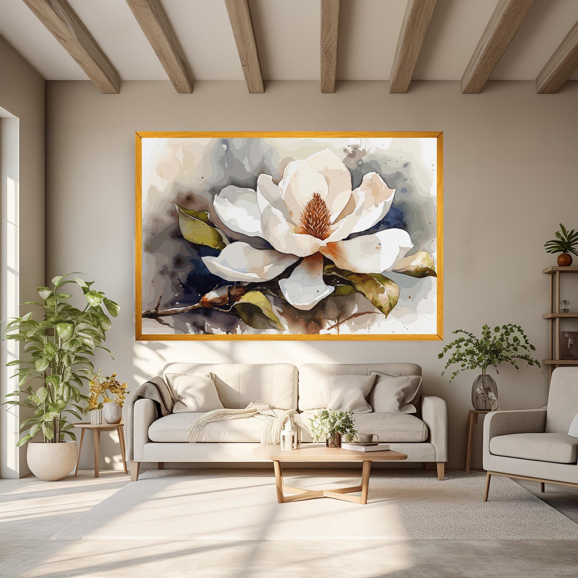 Картина на платно Cream Nature Flower mockup 6
