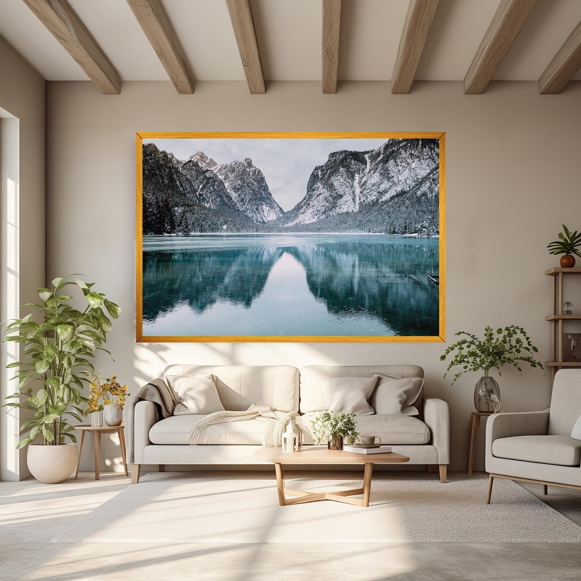 Картина на платно Lake Reflection Mountain mockup 6