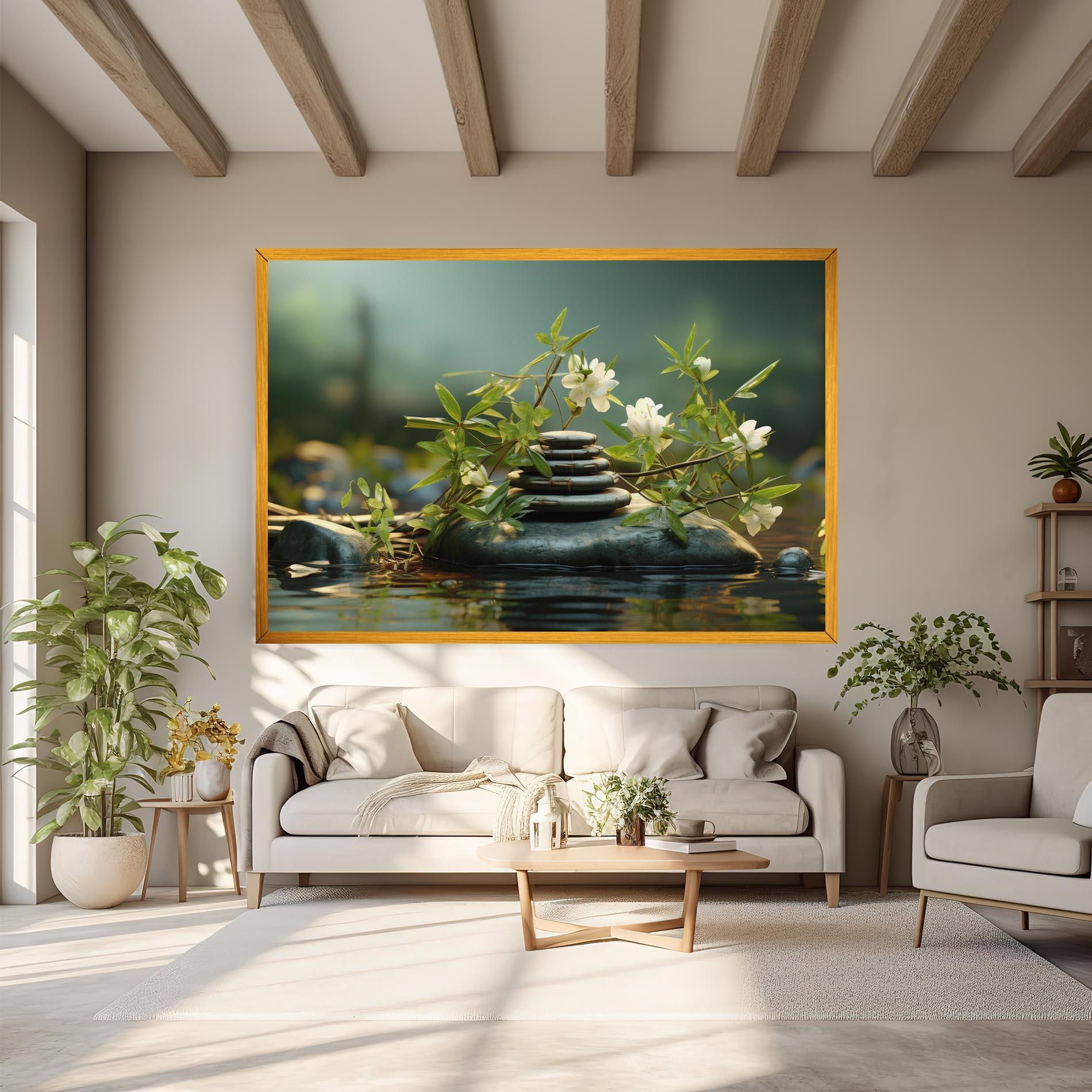 Картина на платно Rock Garden Pond mockup 6