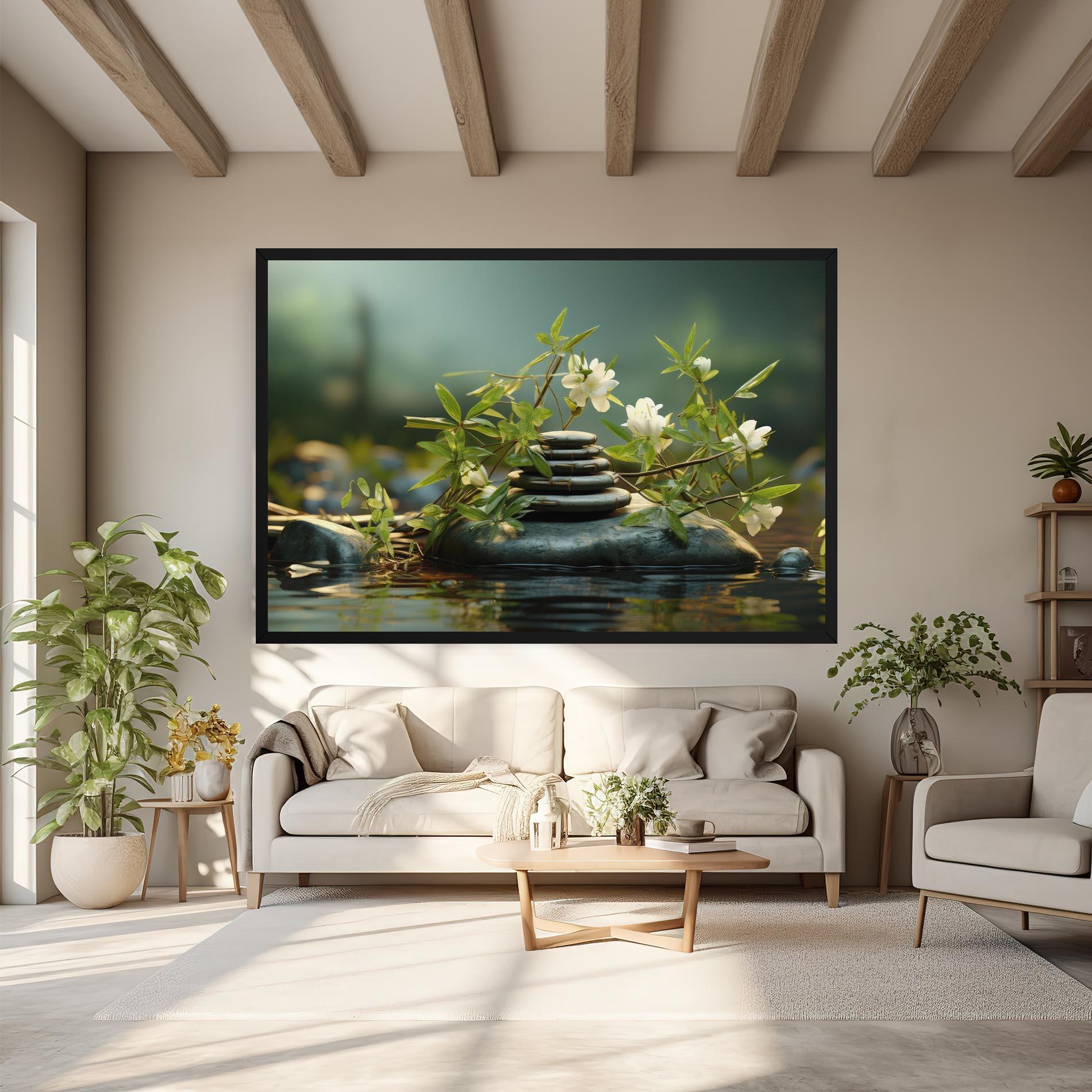 Картина на платно Rock Garden Pond mockup 6
