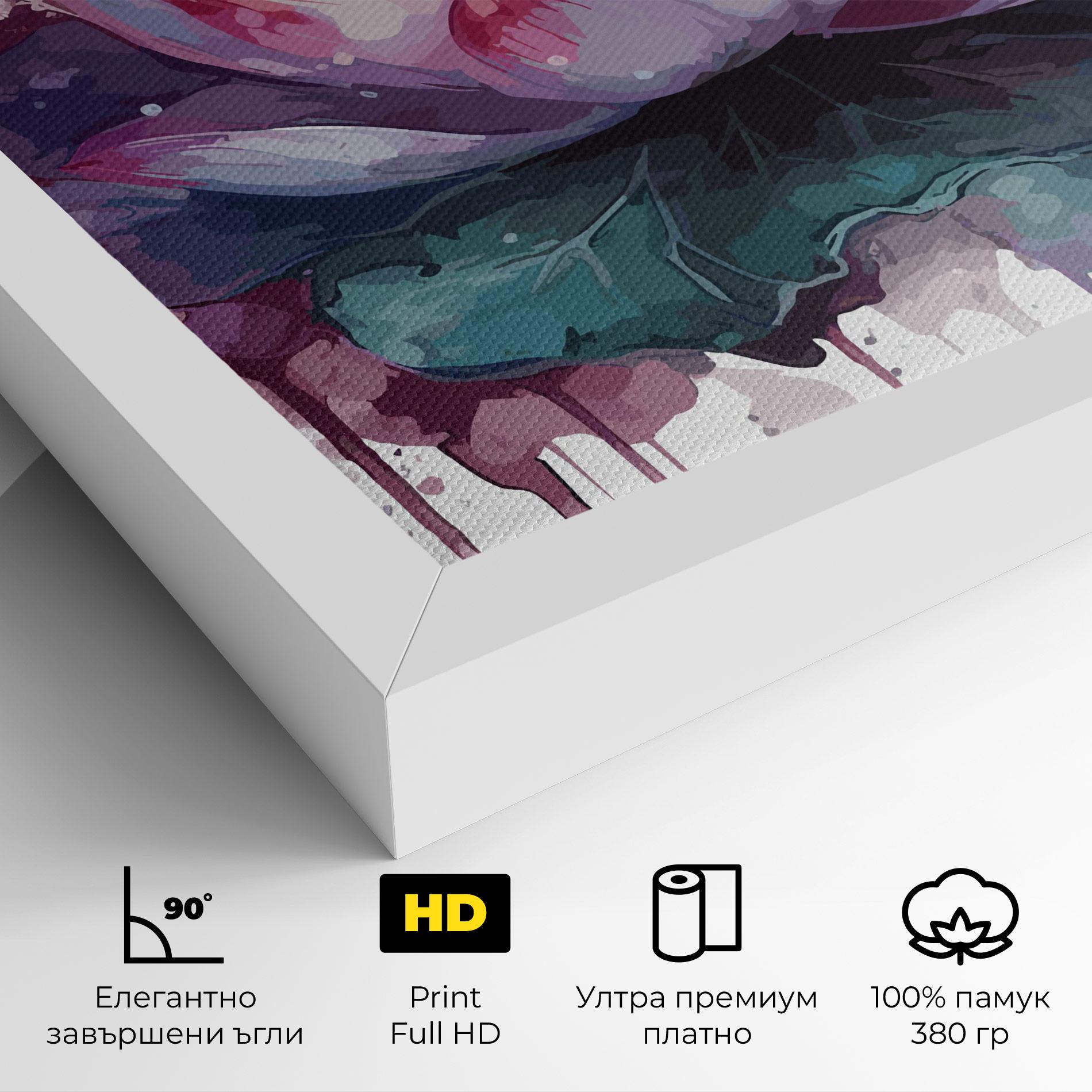 Картина на платно Green Purple Lotus mockup 4