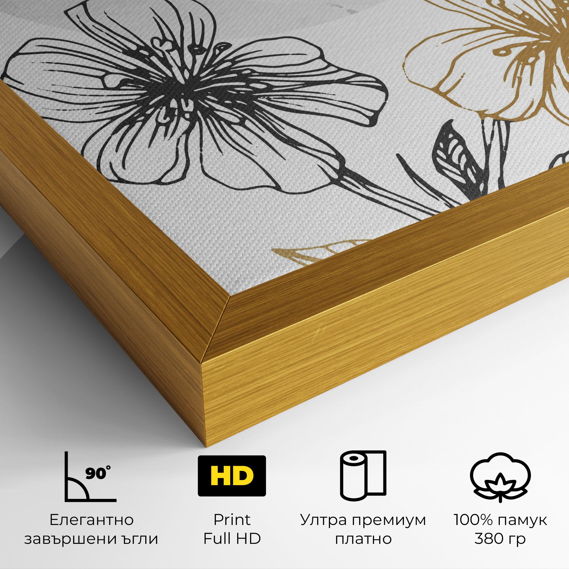 Картина на платно Grey Moon Flowers mockup 4