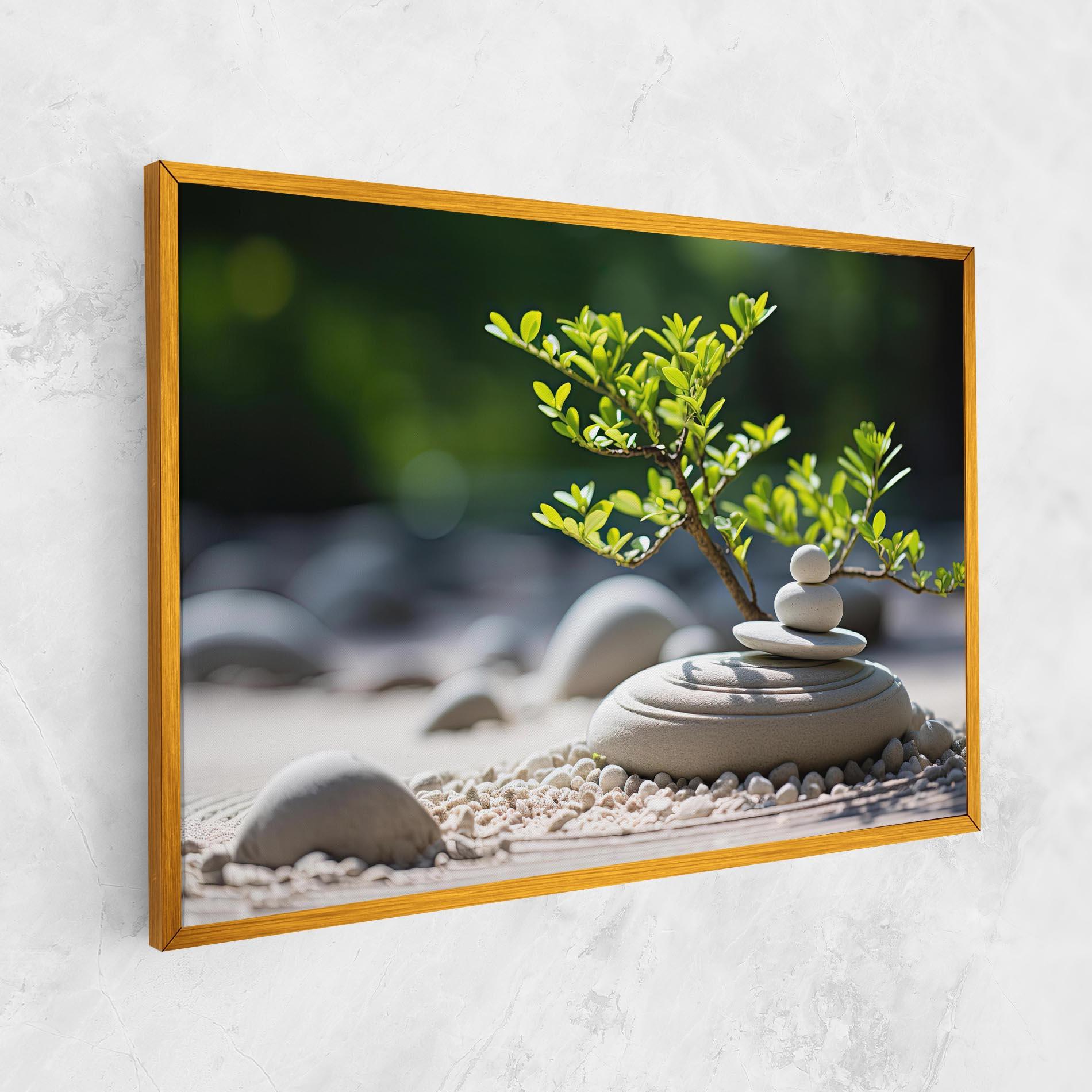 Картина на платно White Pebbles Plants mockup 1