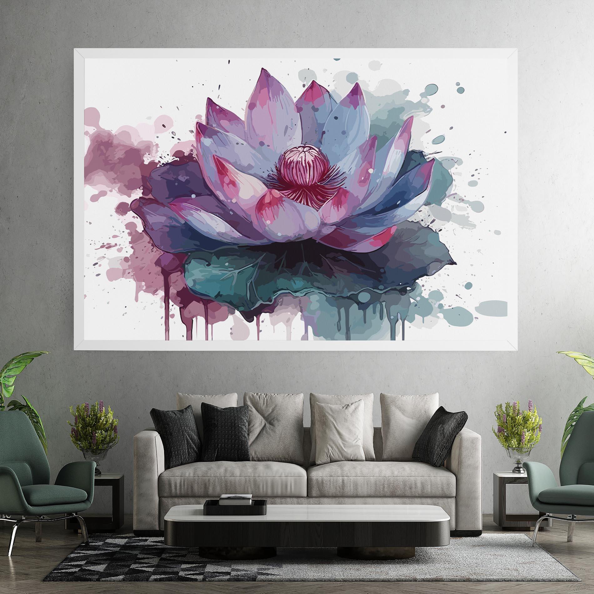 Картина на платно Green Purple Lotus mockup 7