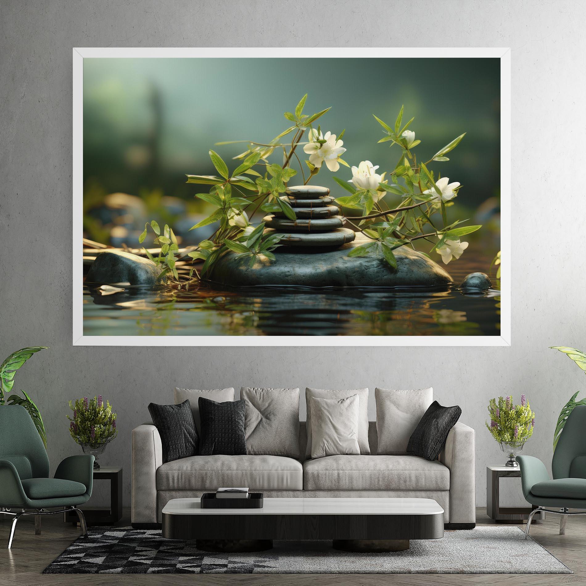 Картина на платно Rock Garden Pond mockup 7