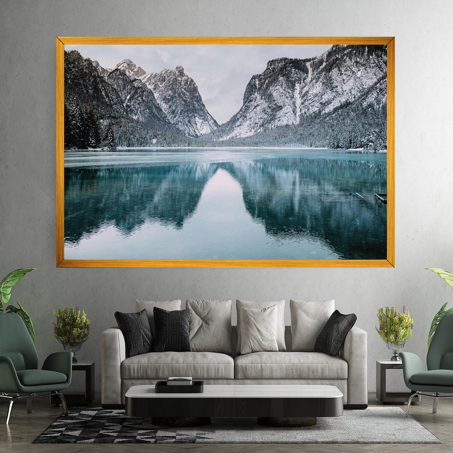 Картина на платно Lake Reflection Mountain mockup 7