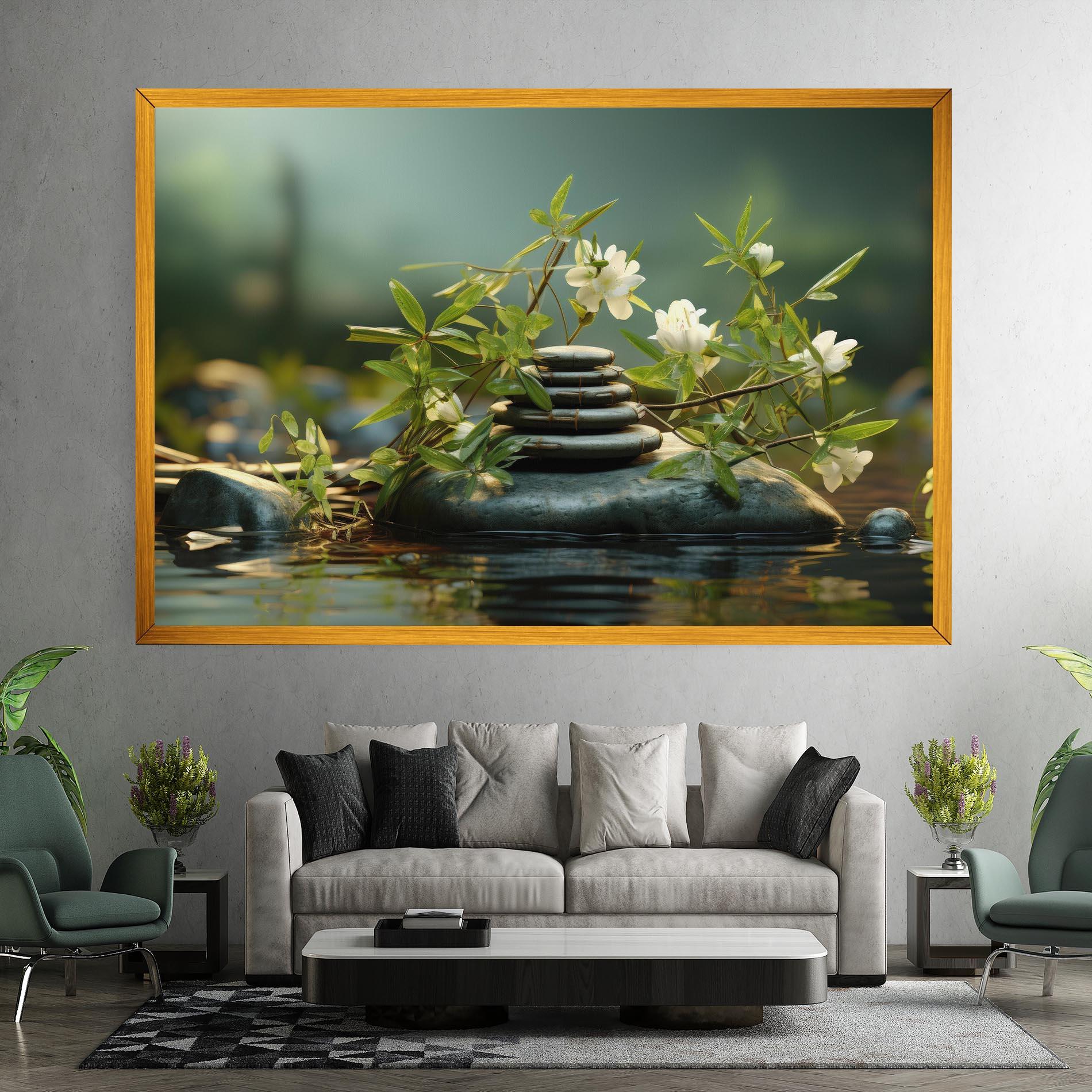 Картина на платно Rock Garden Pond mockup 7