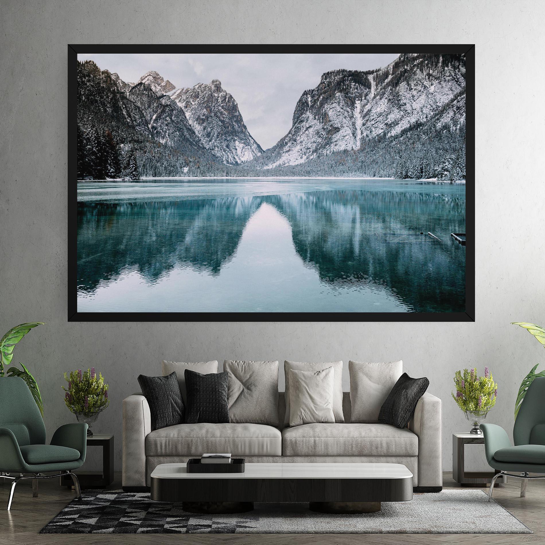 Картина на платно Lake Reflection Mountain mockup 7