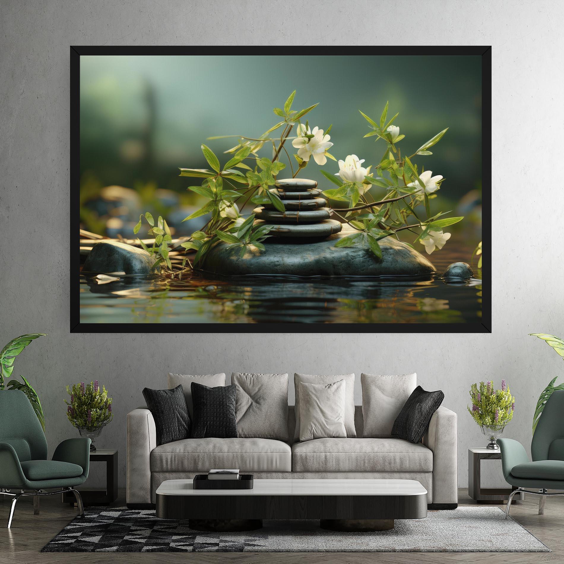 Картина на платно Rock Garden Pond mockup 7