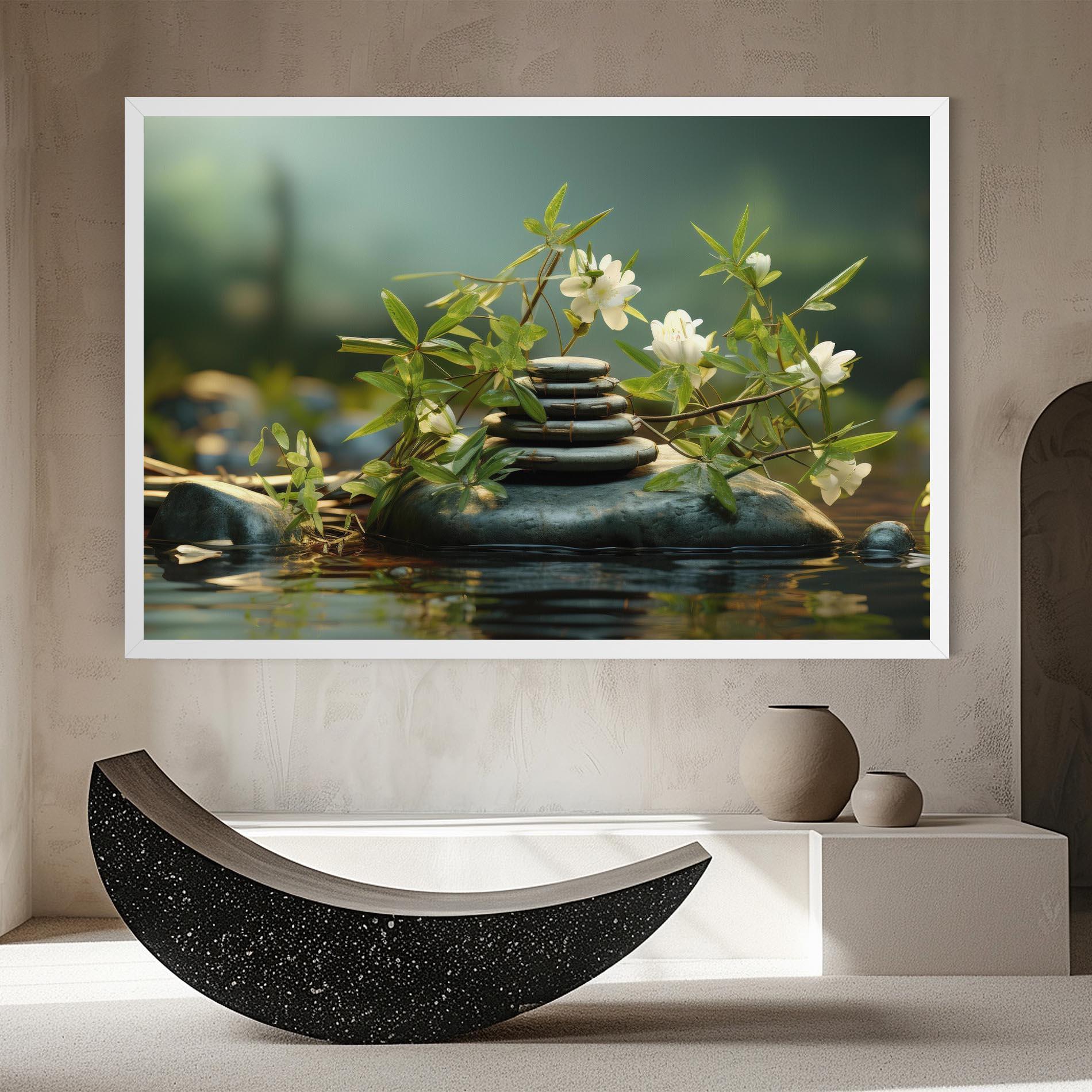 Картина на платно Rock Garden Pond mockup 8