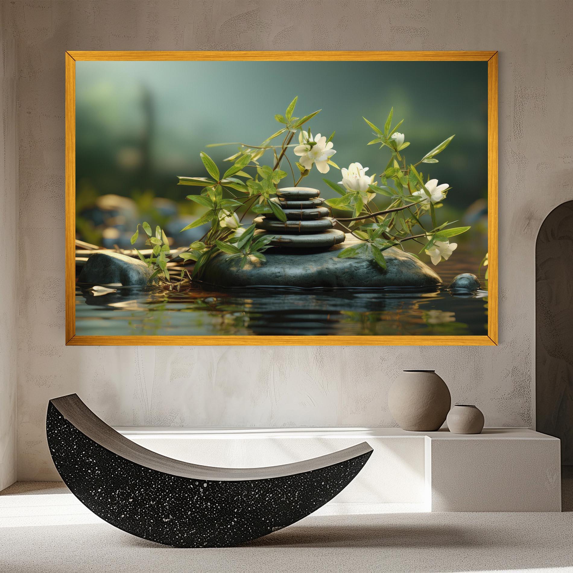 Картина на платно Rock Garden Pond mockup 8