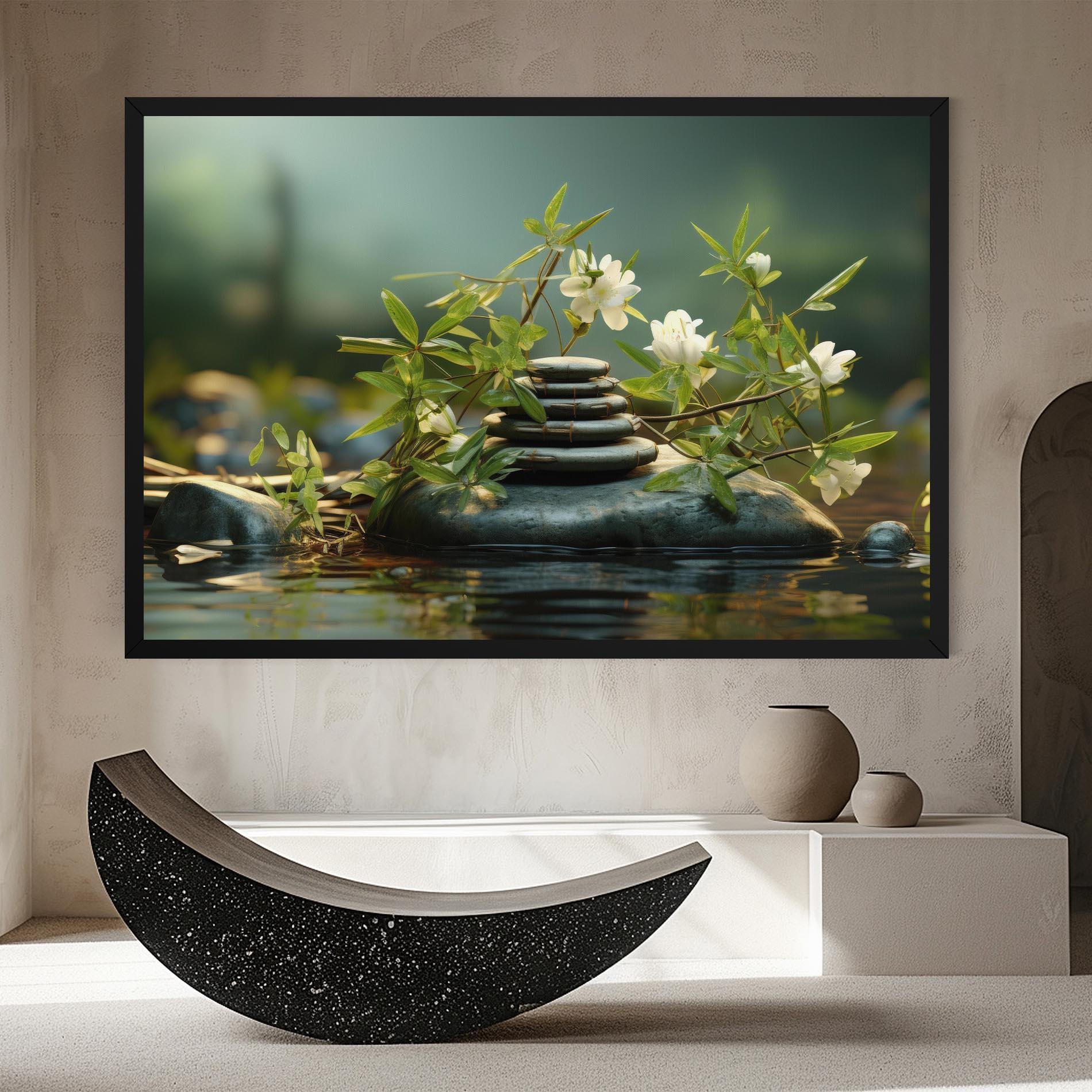 Картина на платно Rock Garden Pond mockup 8