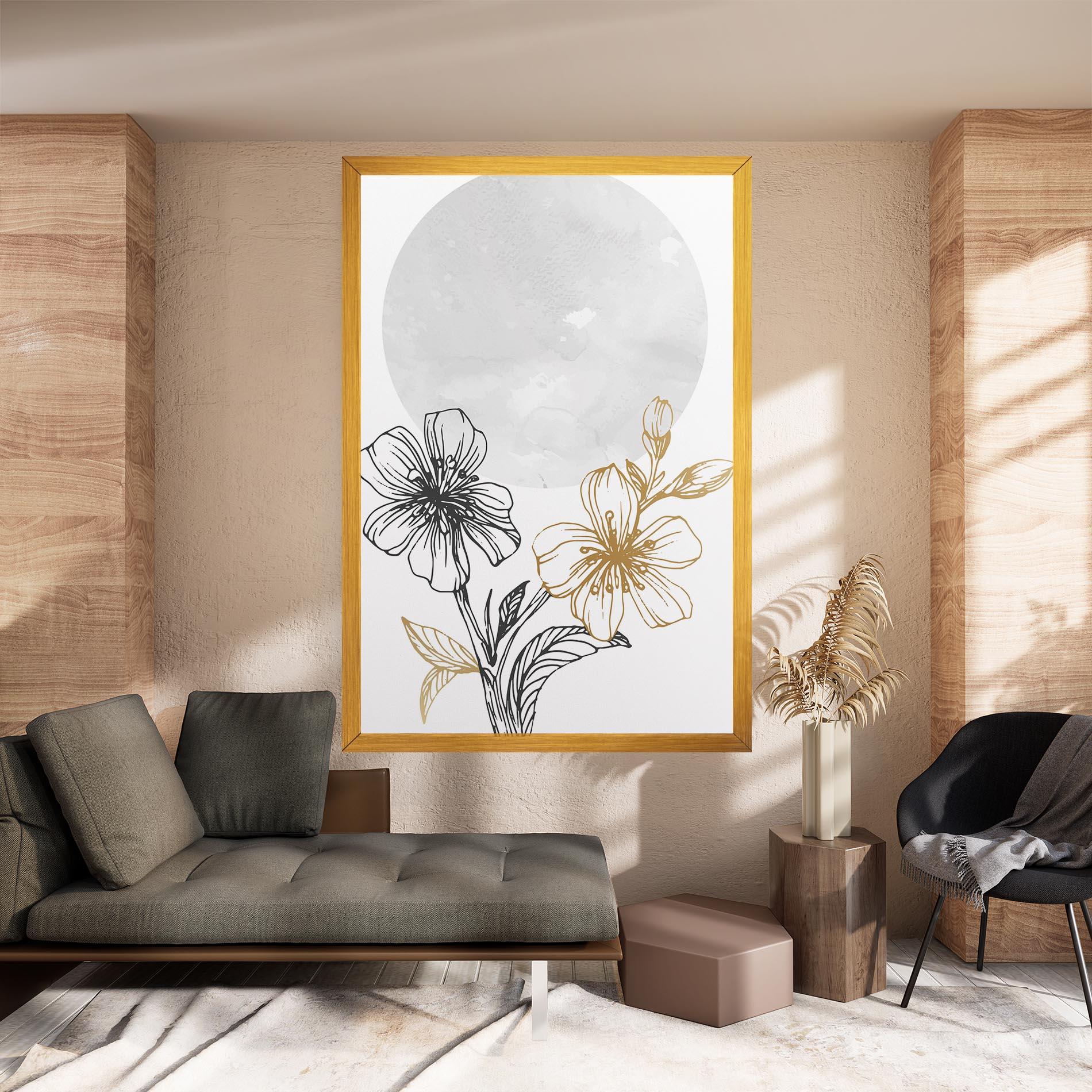 Картина на платно Grey Moon Flowers mockup 8