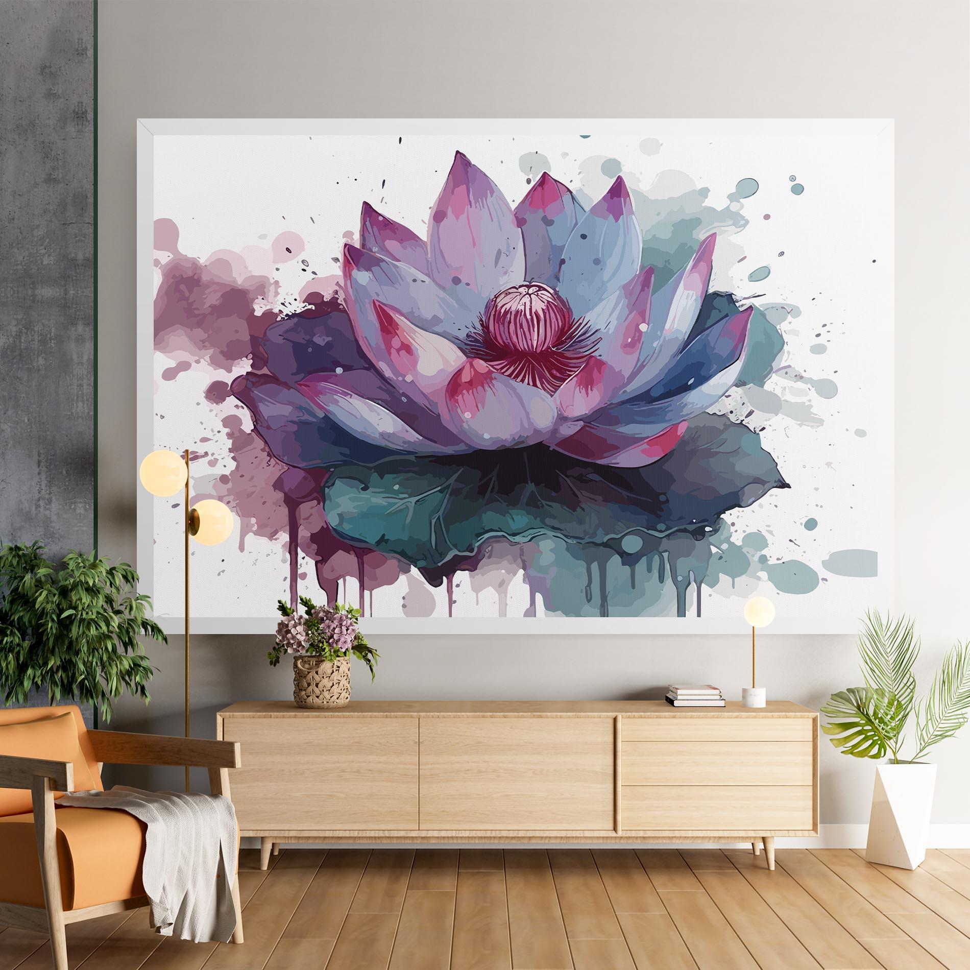 Картина на платно Green Purple Lotus mockup 9