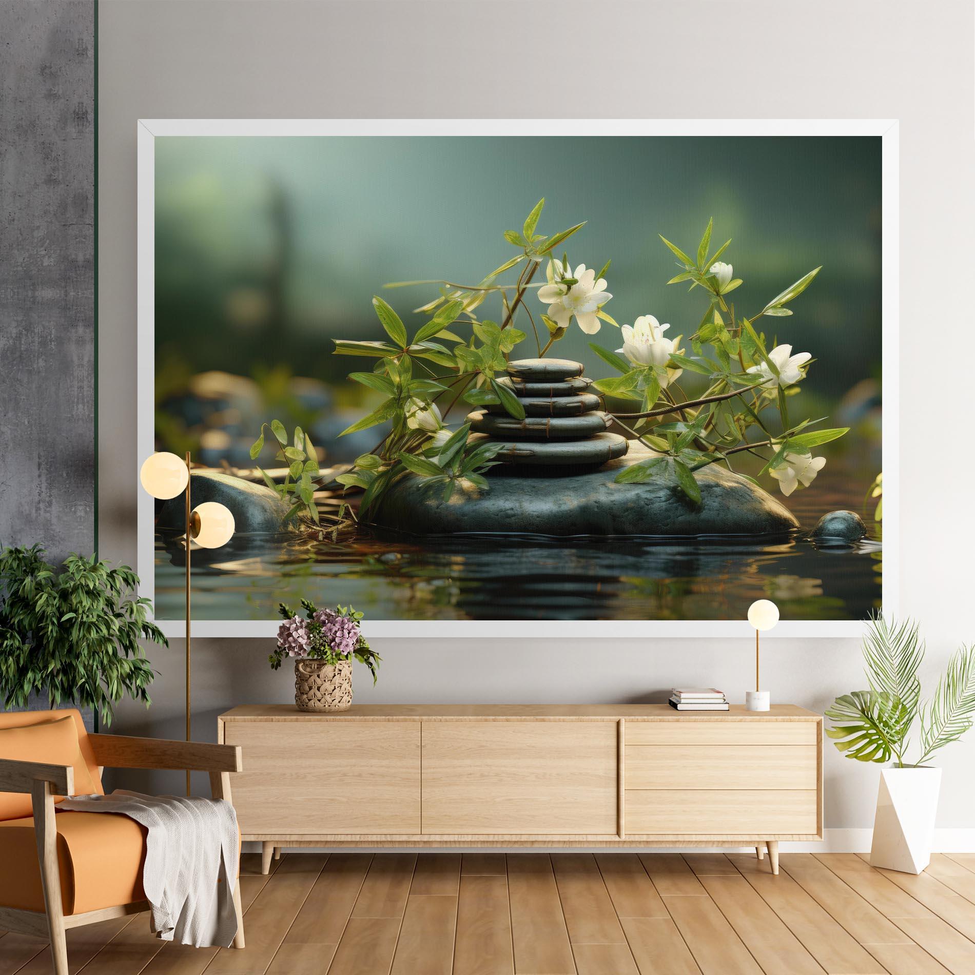 Картина на платно Rock Garden Pond mockup 9