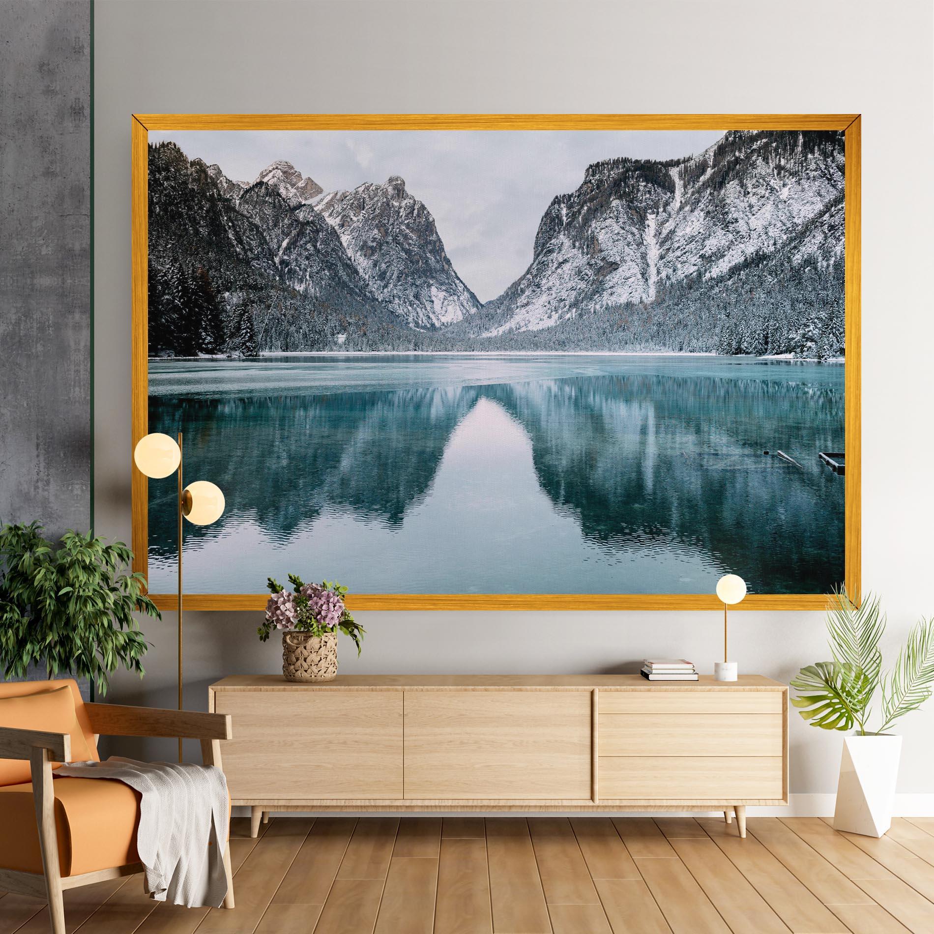 Картина на платно Lake Reflection Mountain mockup 9