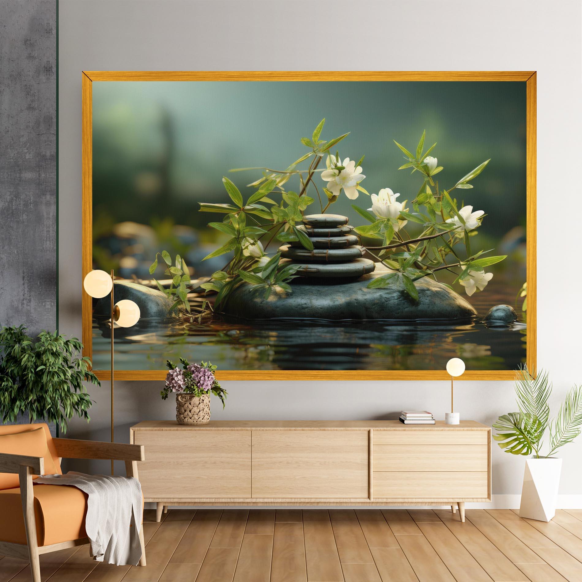 Картина на платно Rock Garden Pond mockup 9