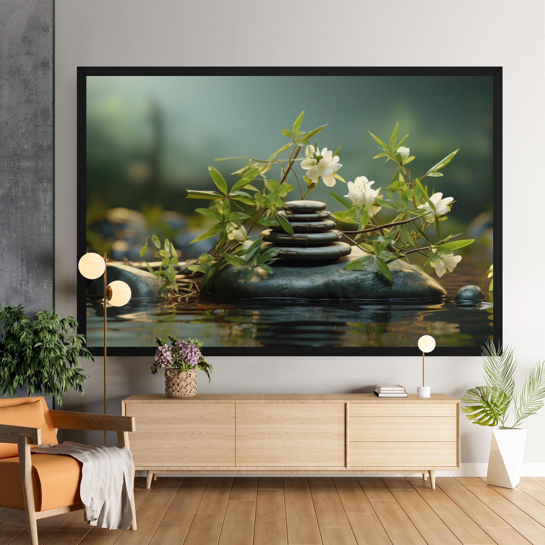 Картина на платно Rock Garden Pond mockup 9