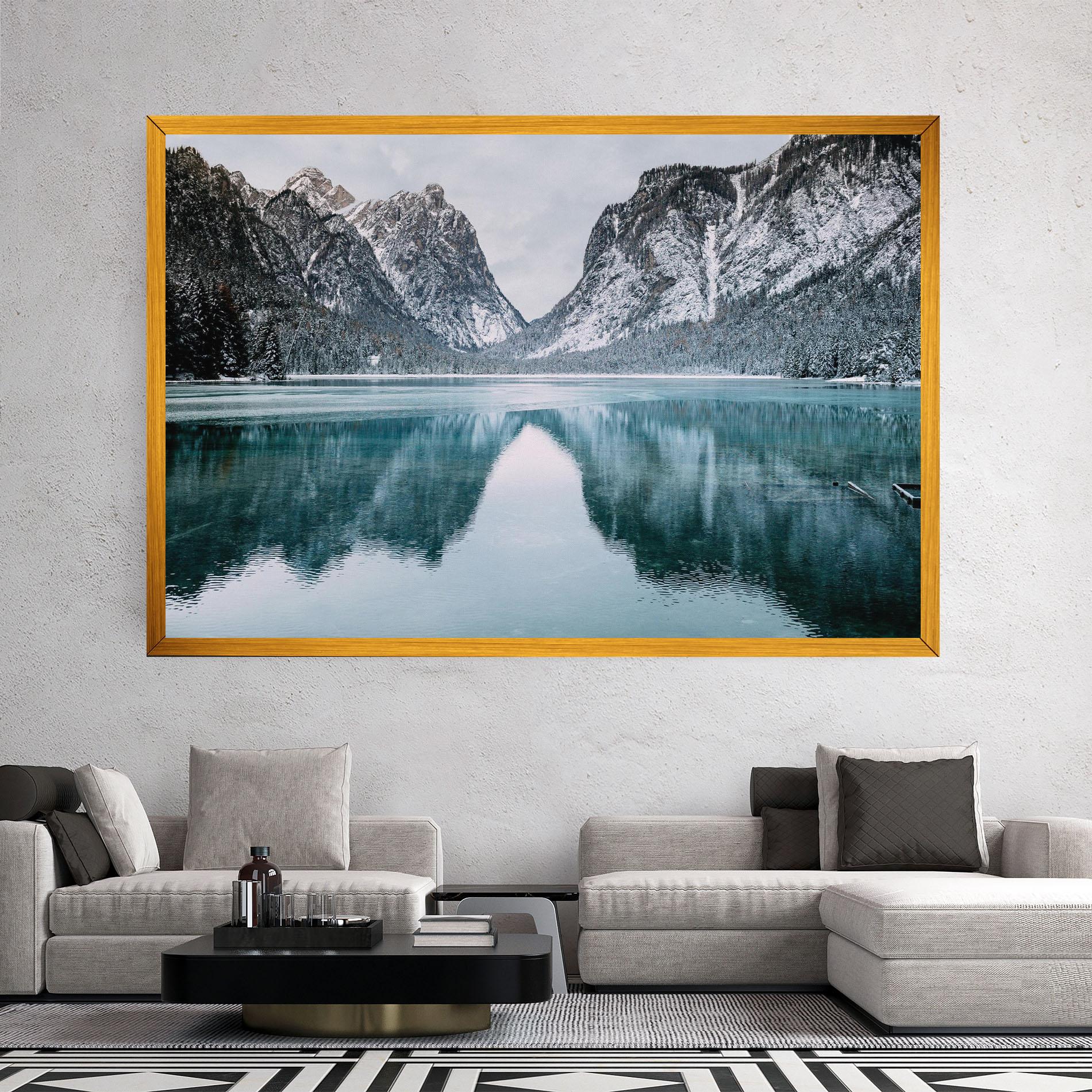 Картина на платно Lake Reflection Mountain mockup 2