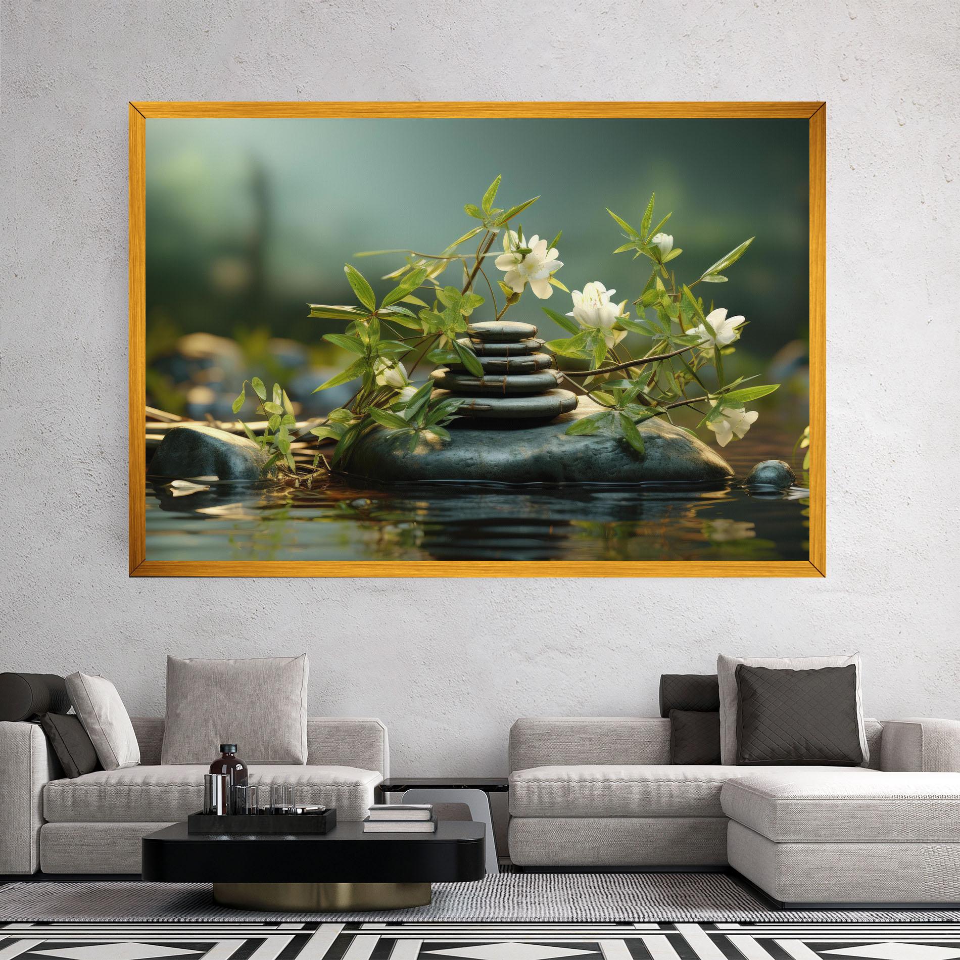 Картина на платно Rock Garden Pond mockup 2
