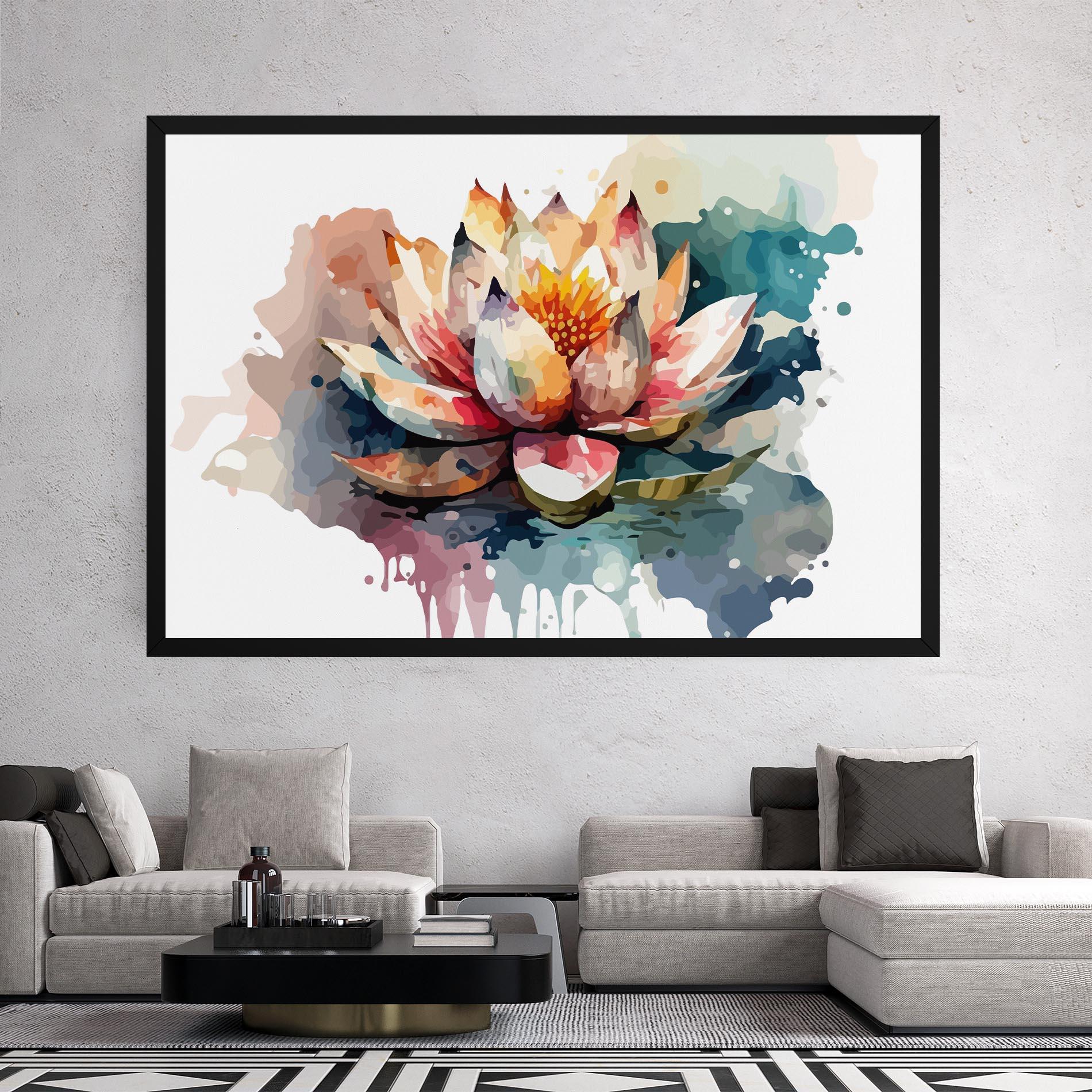 Картина на платно Colorful Lotus Art mockup 2