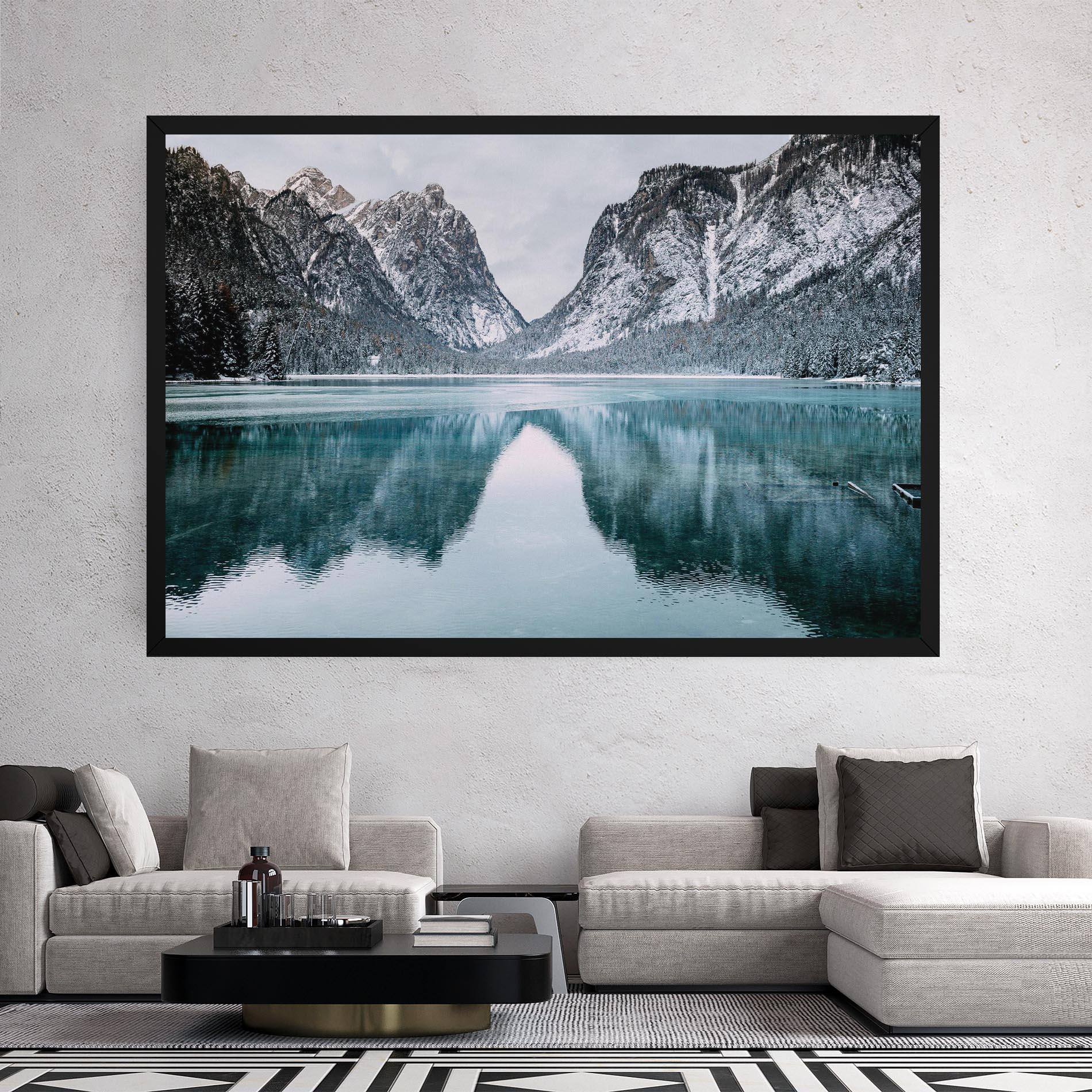 Картина на платно Lake Reflection Mountain mockup 2
