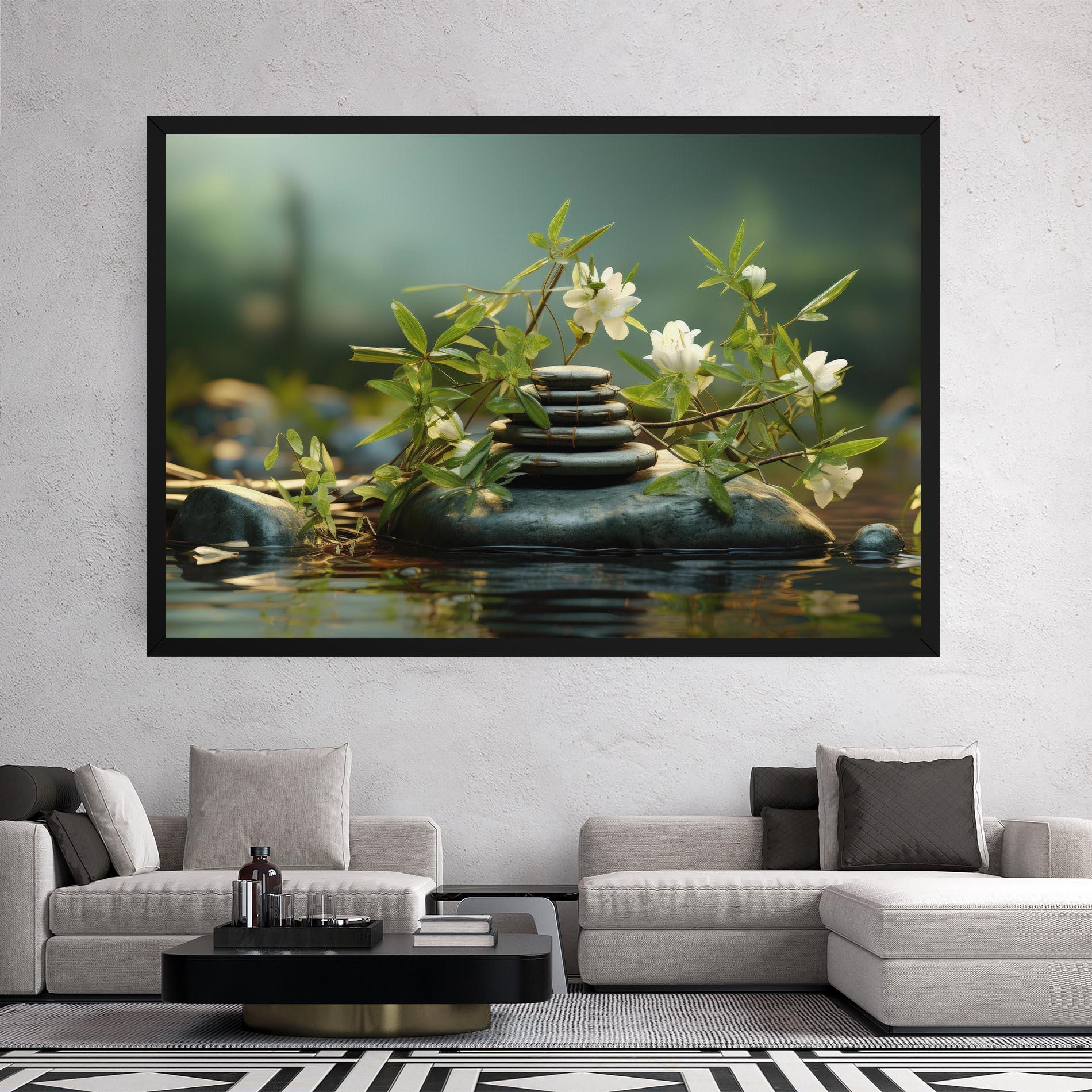 Картина на платно Rock Garden Pond mockup 2