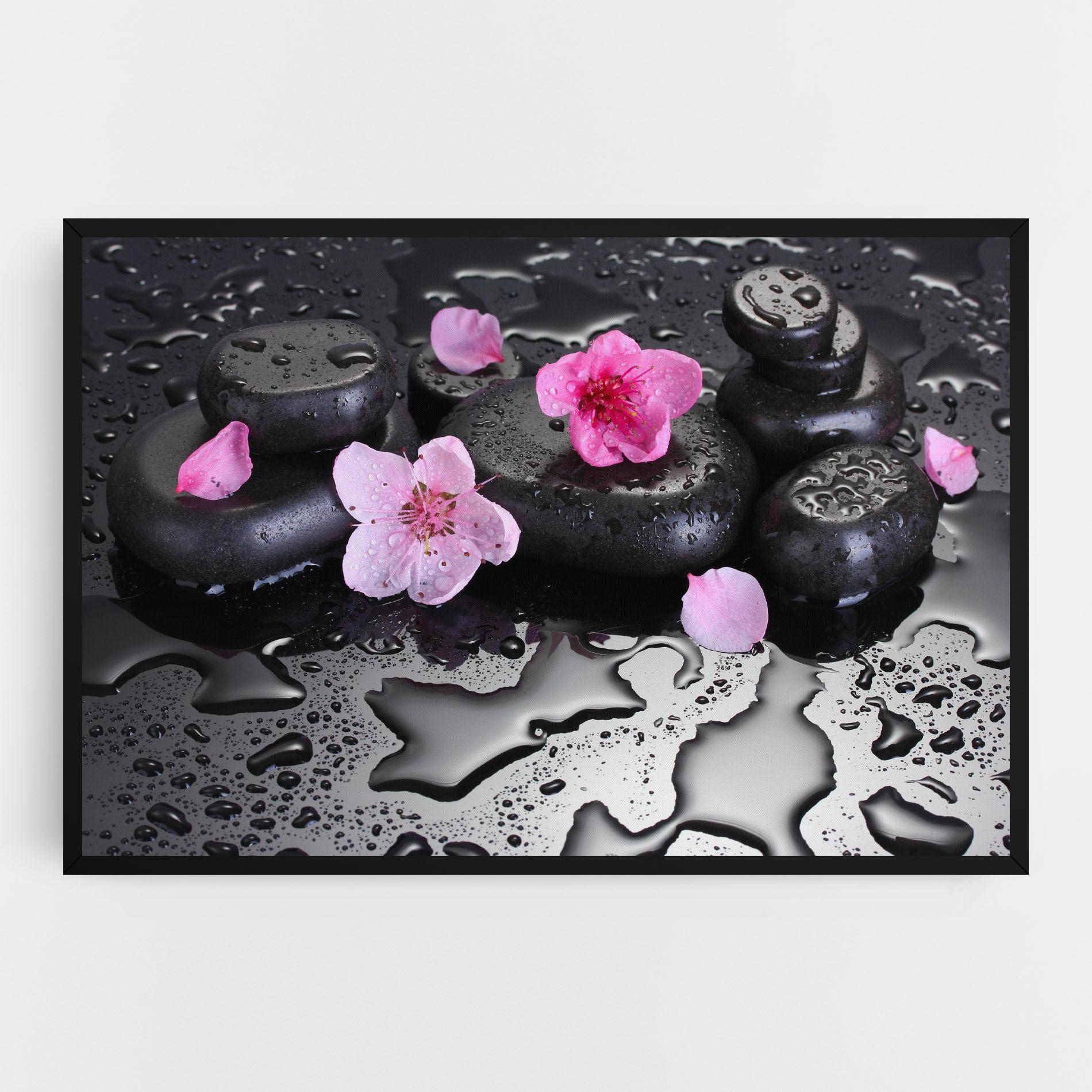 Картина на платно Pink Flowers Stones mockup 0