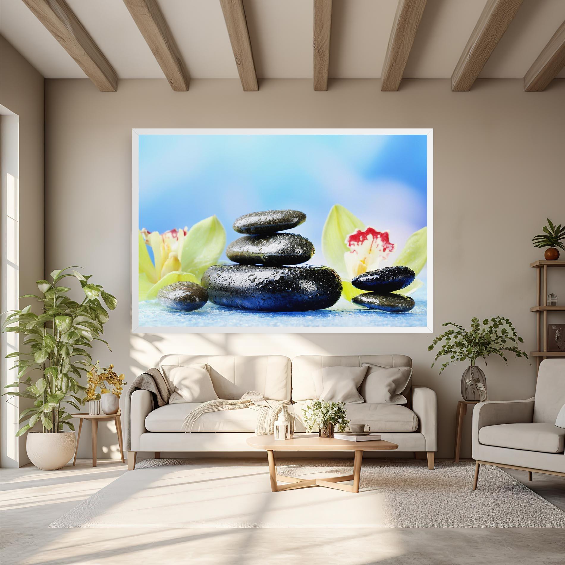 Картина на платно Blooming Orchid Stone mockup 6