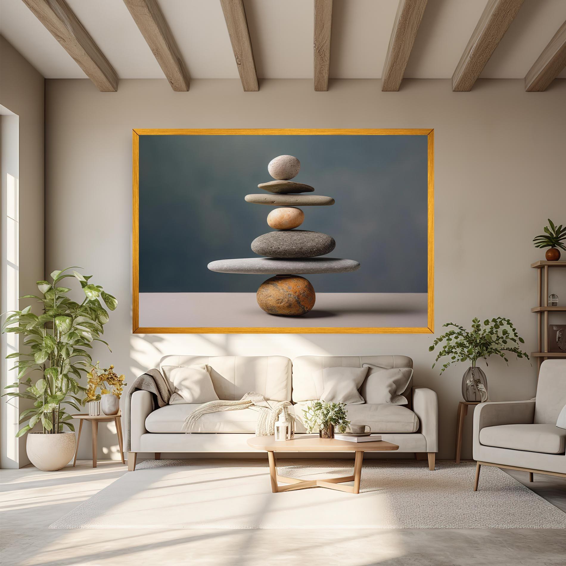 Картина на платно Balance Pebbles Pyramid mockup 6