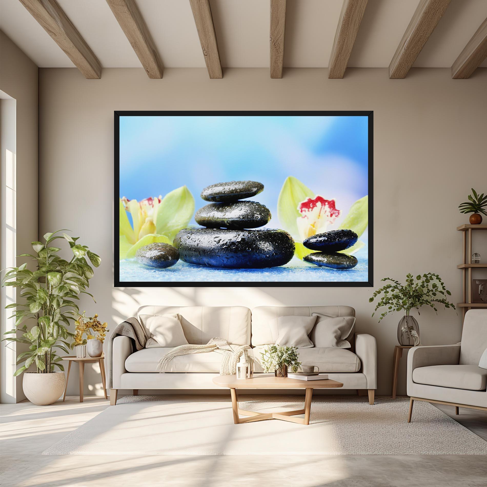 Картина на платно Blooming Orchid Stone mockup 6