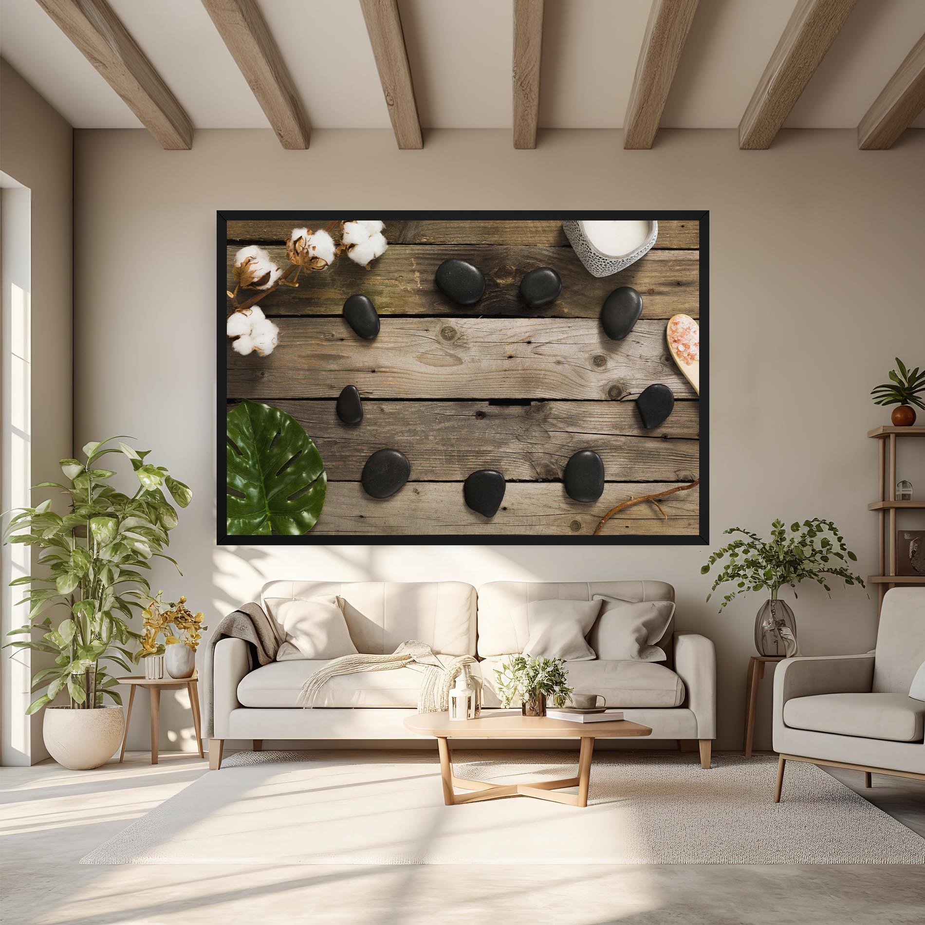 Картина на платно Cotton Flowers Stones mockup 6