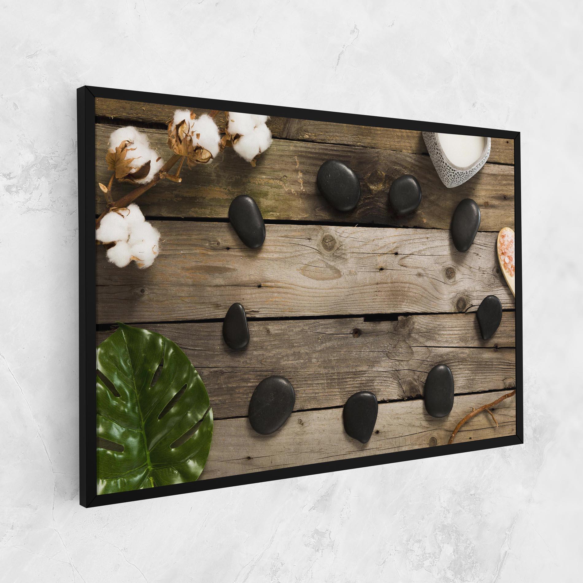 Картина на платно Cotton Flowers Stones mockup 1