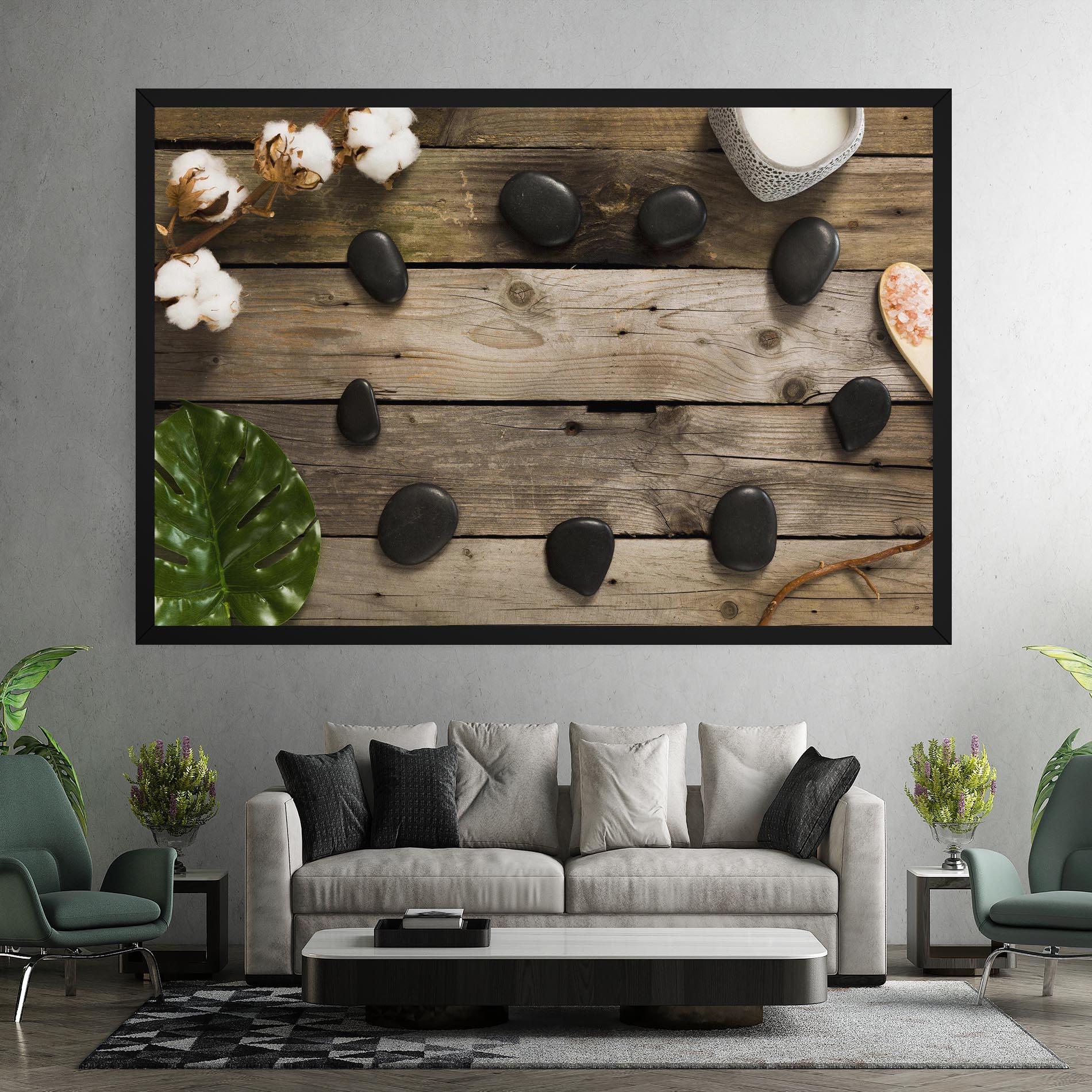 Картина на платно Cotton Flowers Stones mockup 7