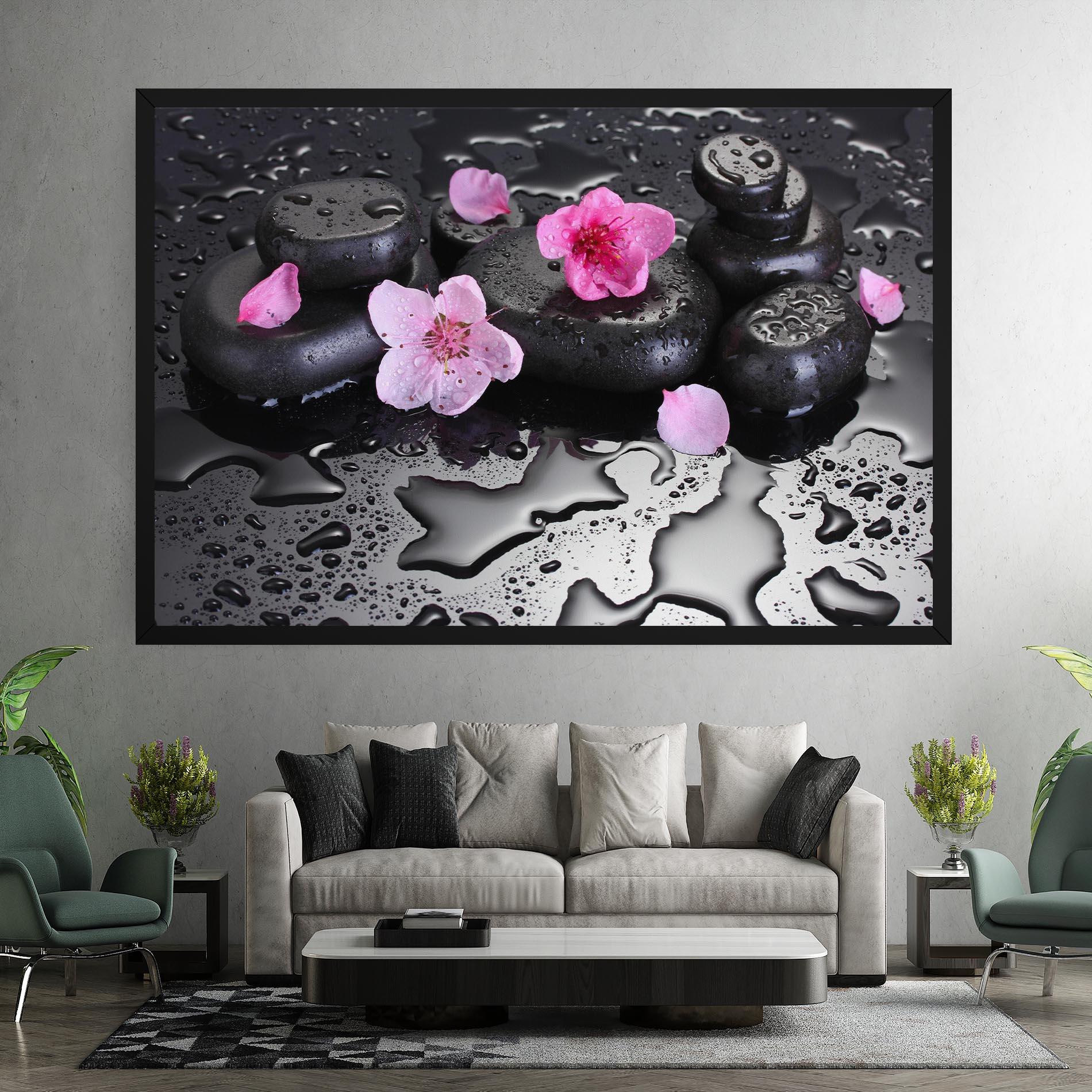 Картина на платно Pink Flowers Stones mockup 7
