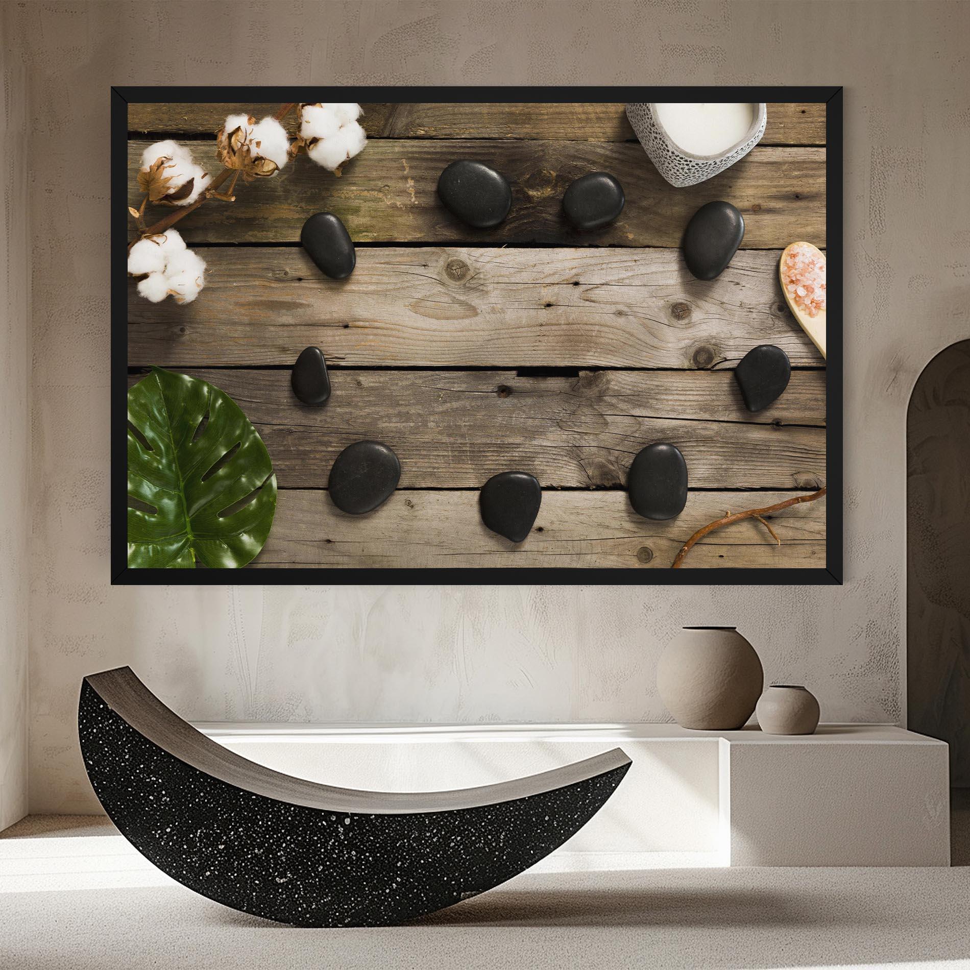 Картина на платно Cotton Flowers Stones mockup 8