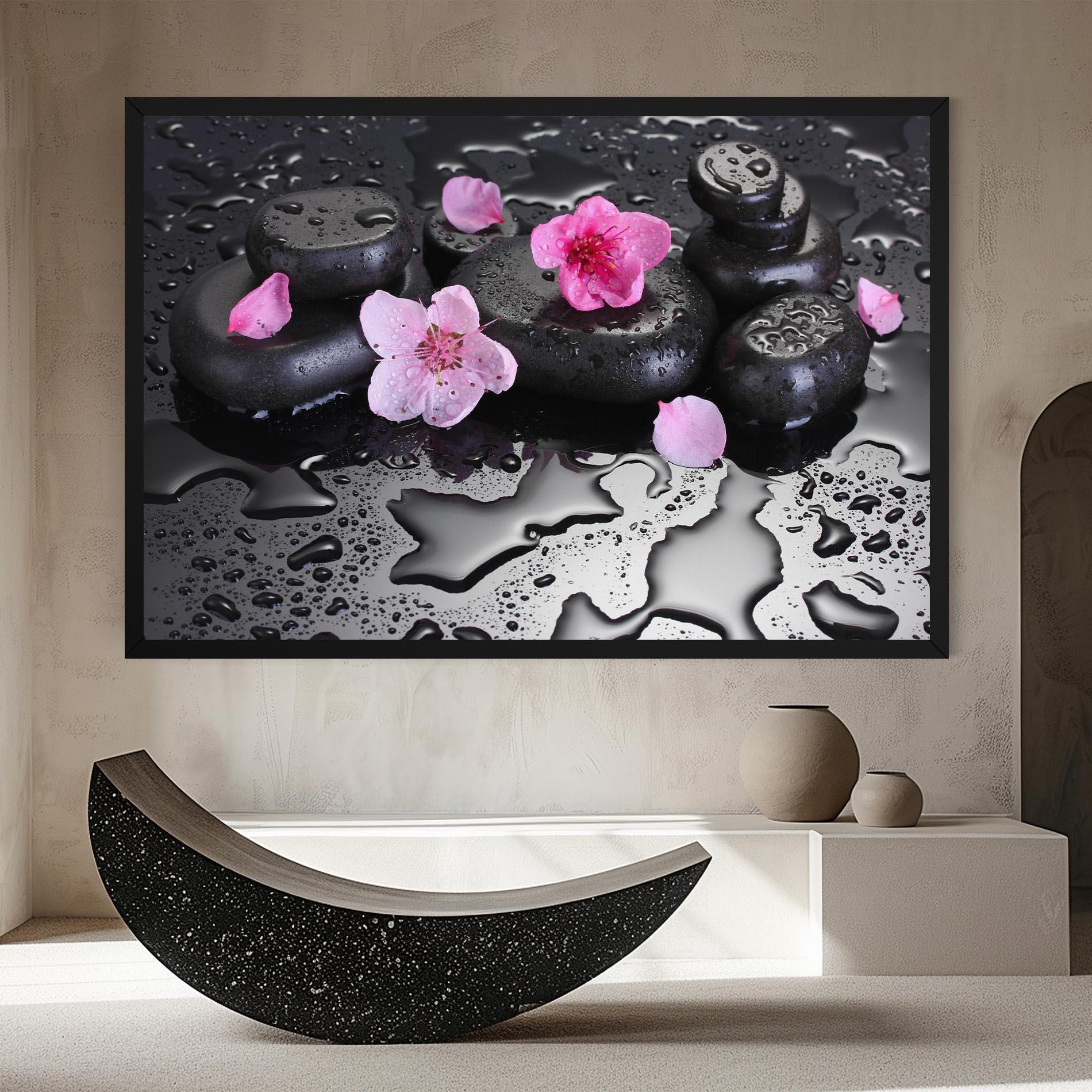 Картина на платно Pink Flowers Stones mockup 8