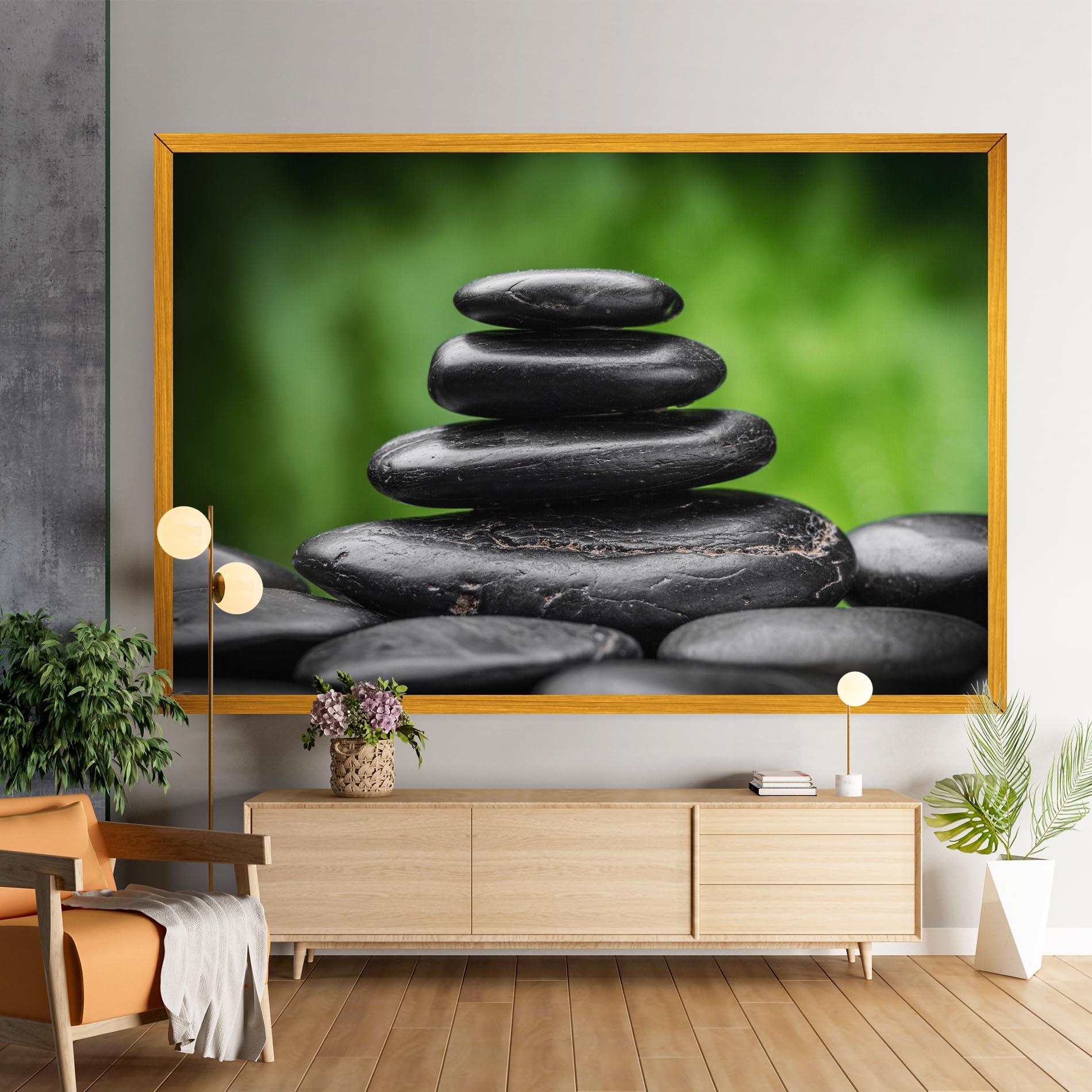 Картина на платно Black Stone Meditation mockup 9