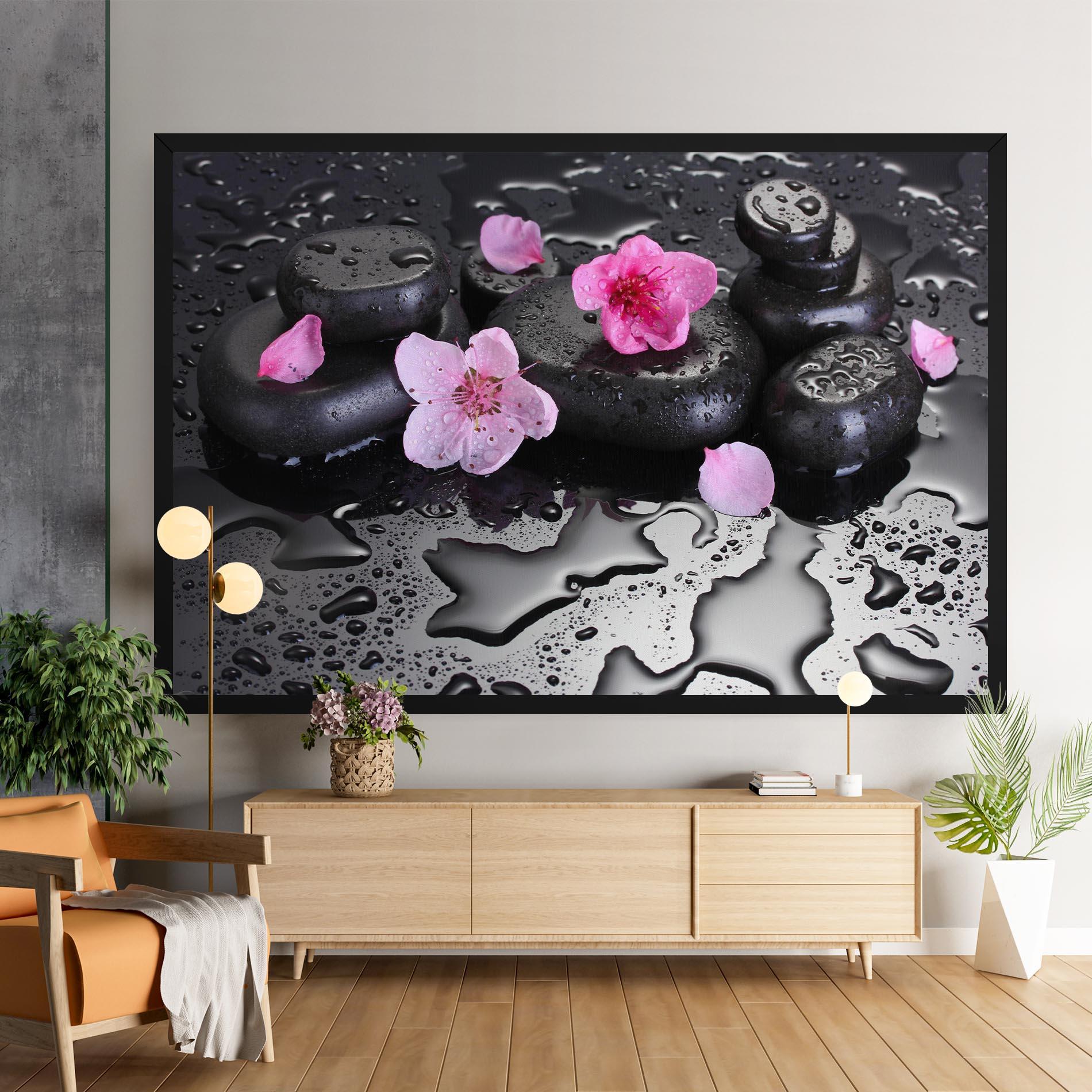 Картина на платно Pink Flowers Stones mockup 9