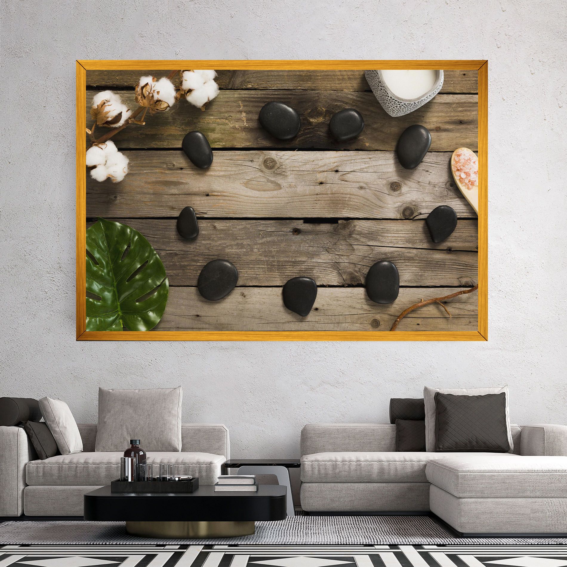 Cotton Flowers Stones mockup 2