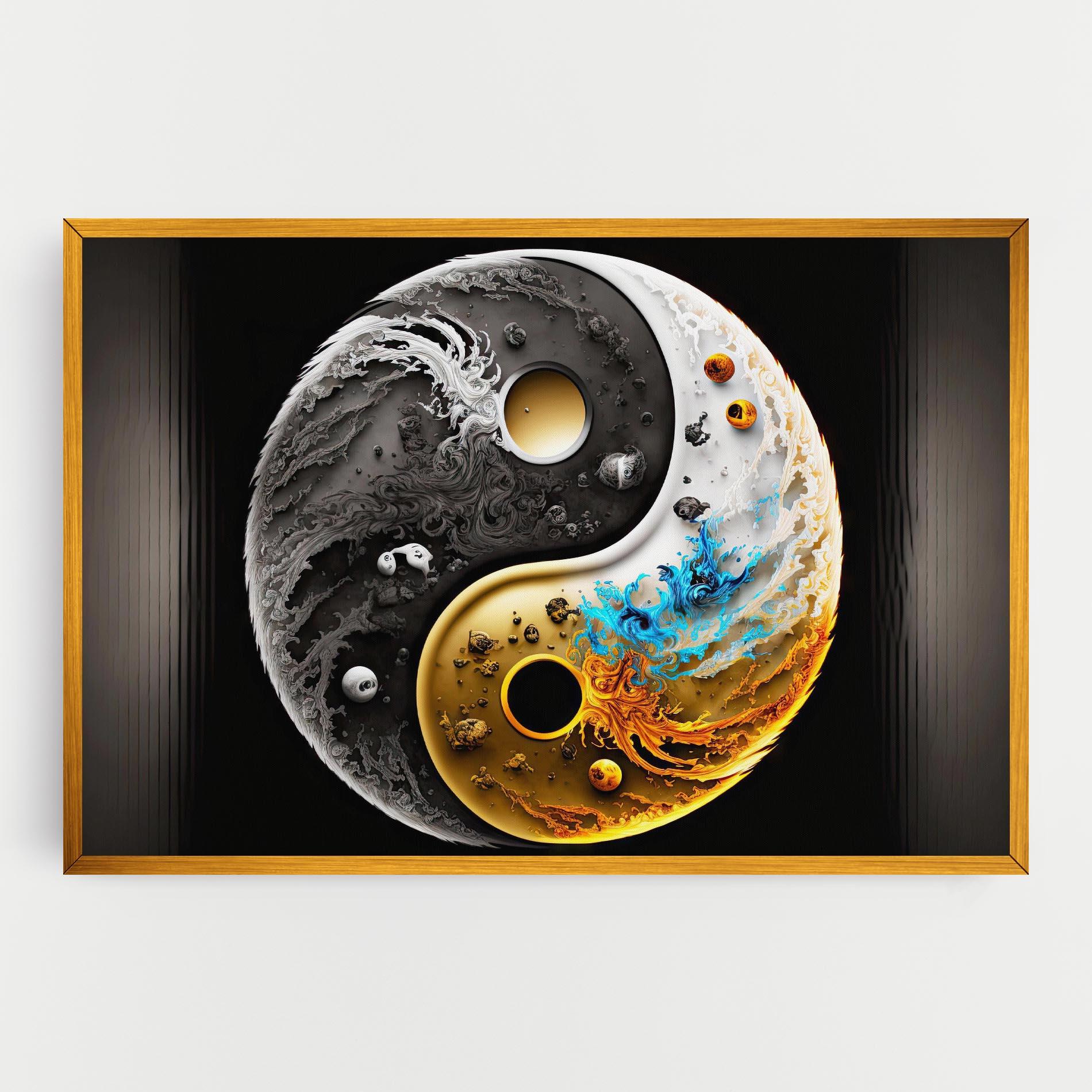 Картина на платно Black Yellow Yinyang mockup 0