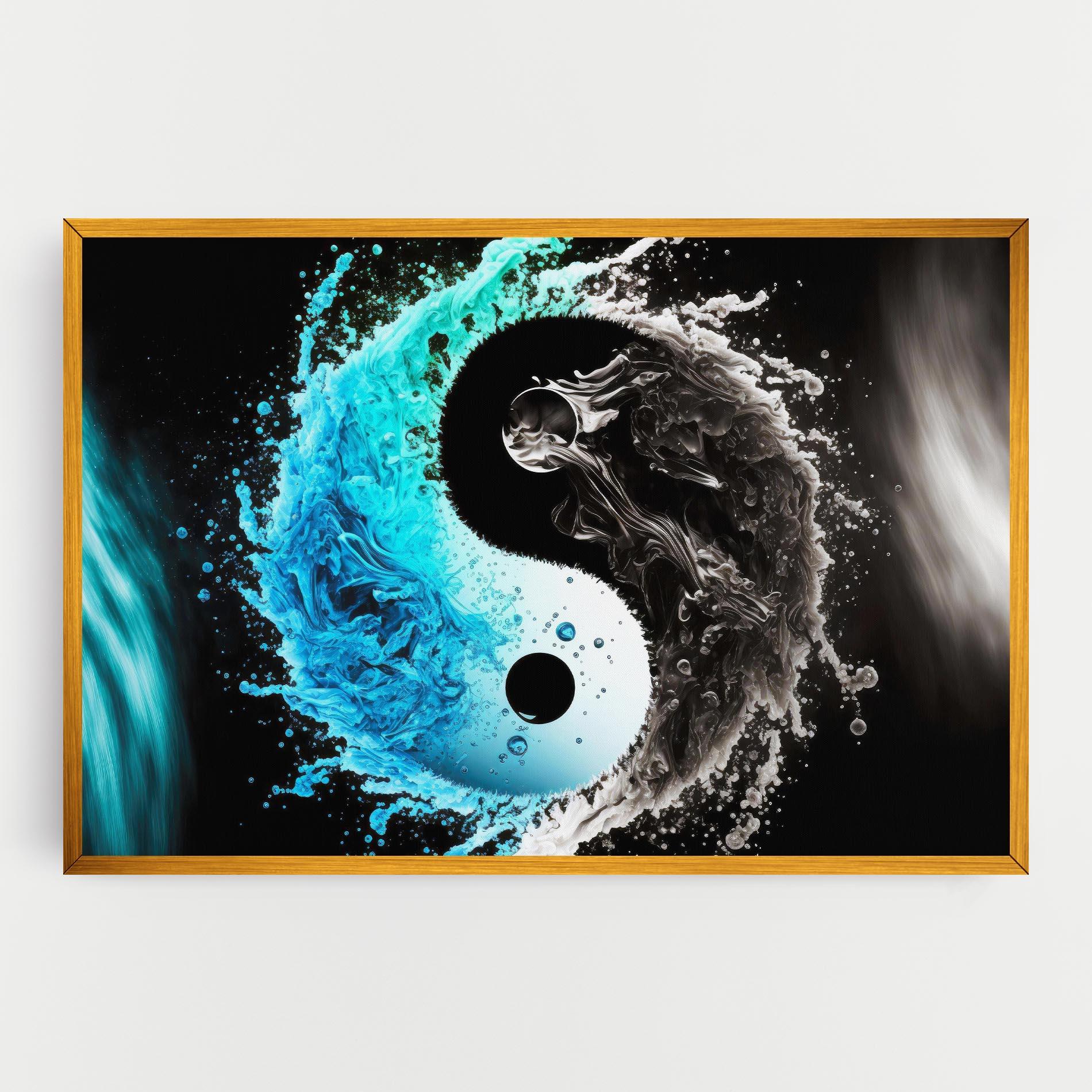 Картина на платно Blue Black Yinyang mockup 0