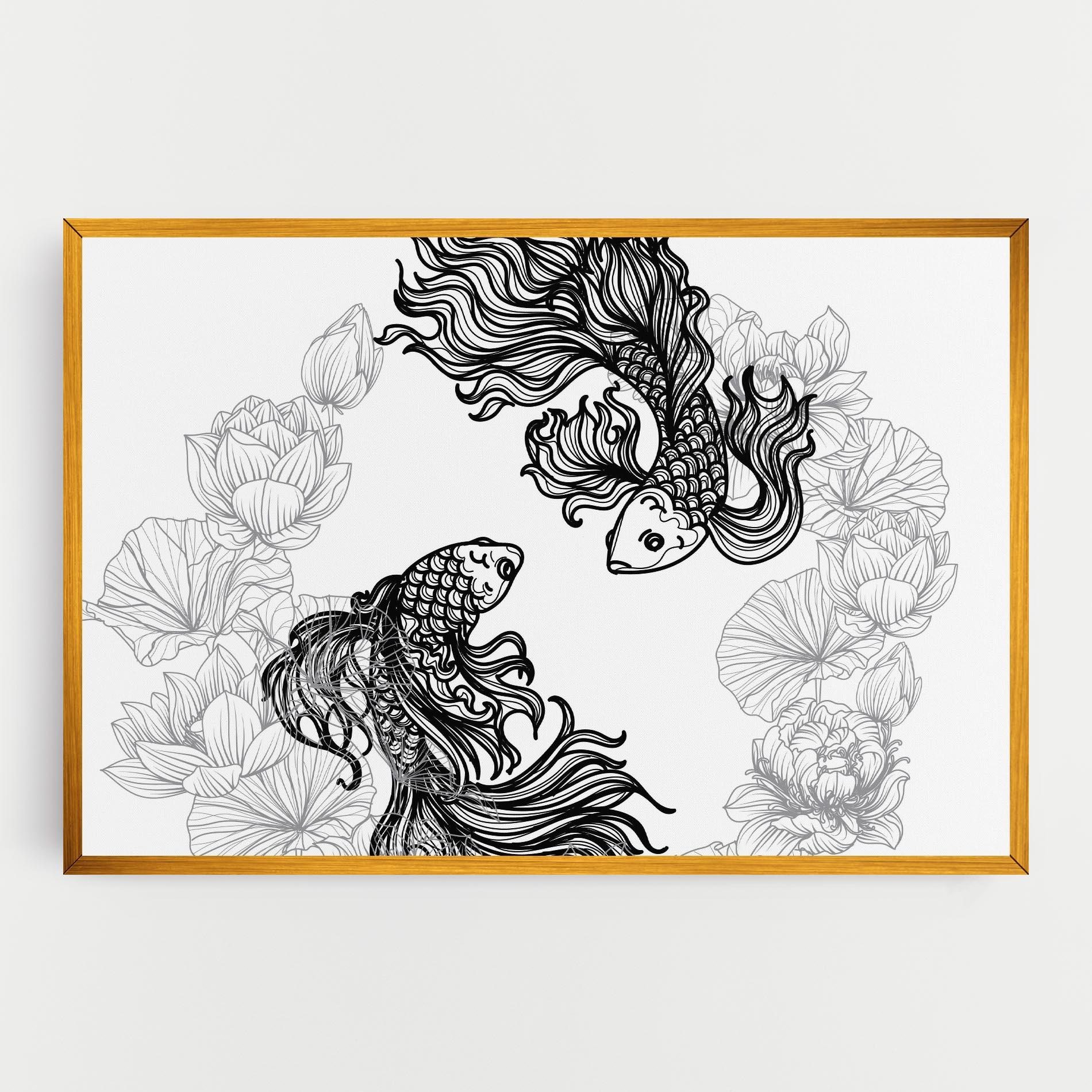 Картина на платно Fish Yinyang mockup 0