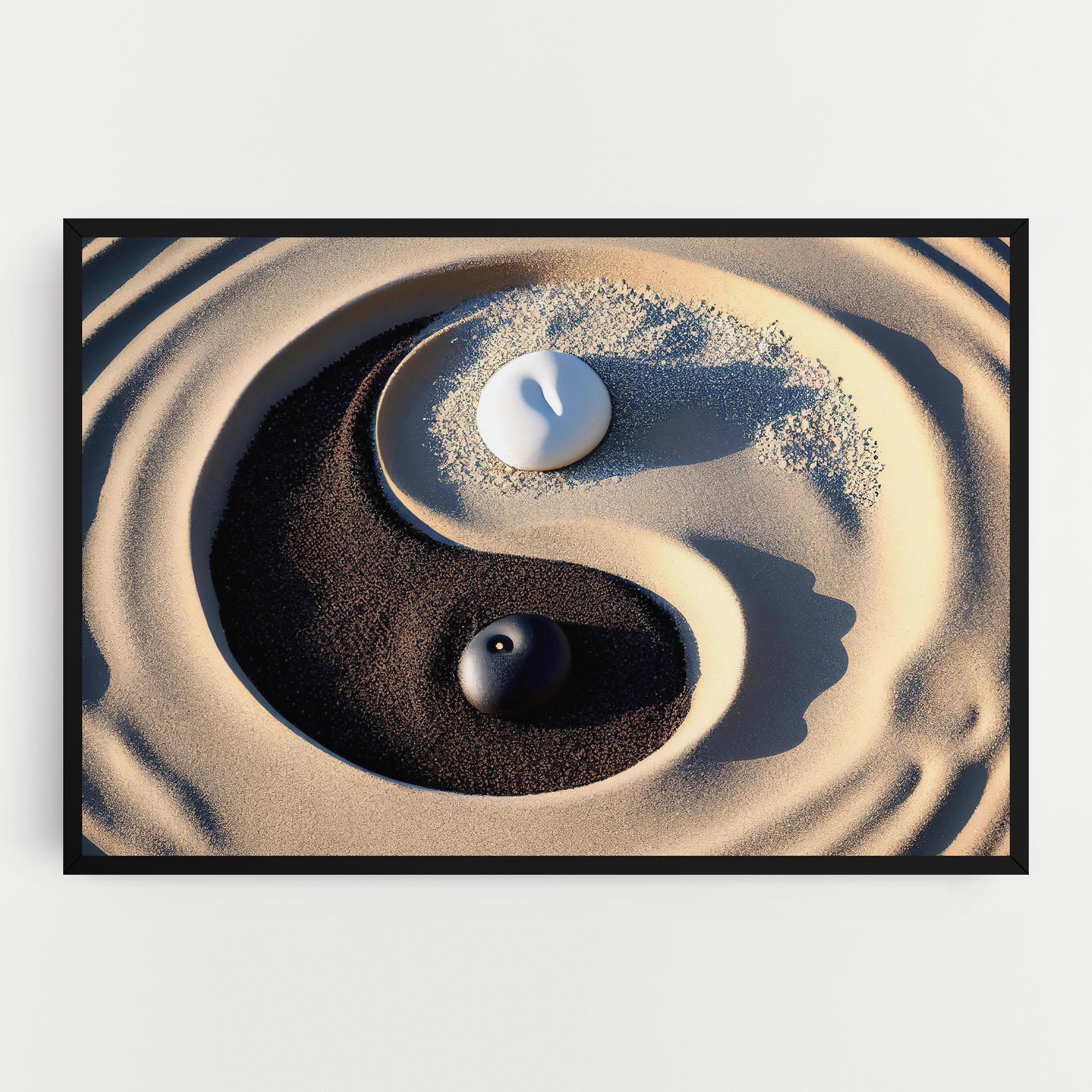 Картина на платно Black Sand Yinyang mockup 0