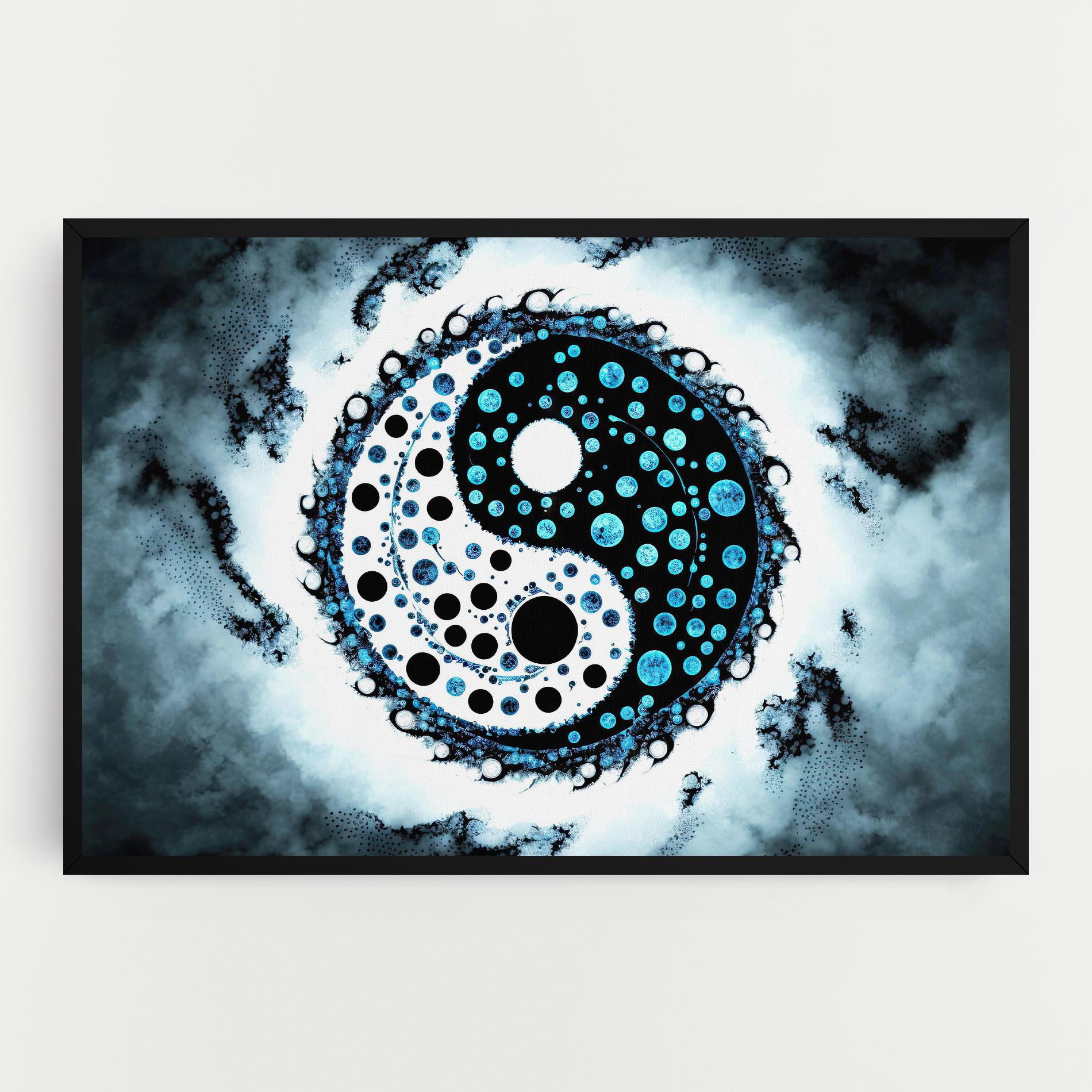 Картина на платно Blue White Yinyang mockup 0
