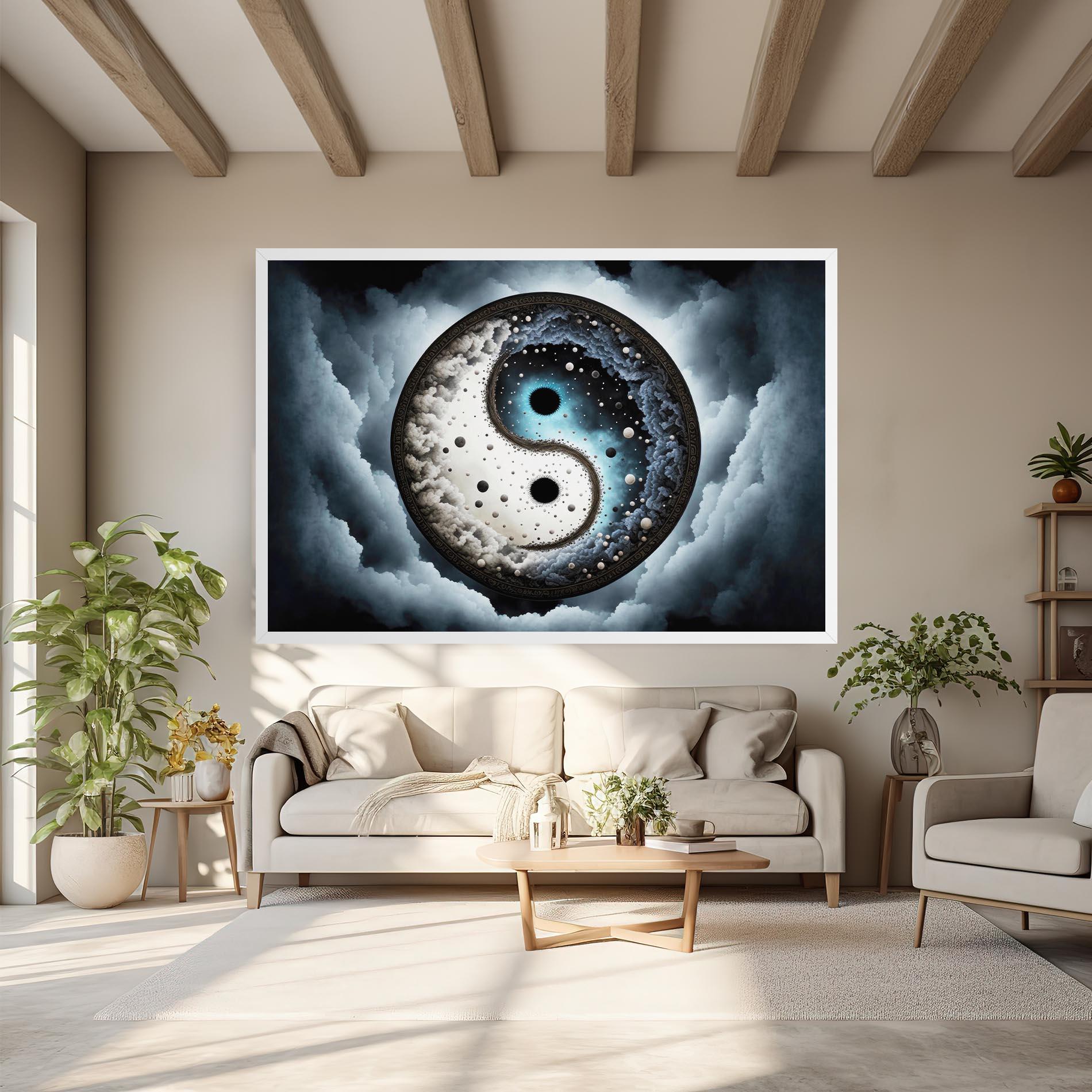 Картина на платно Black Blue Yinyang mockup 6