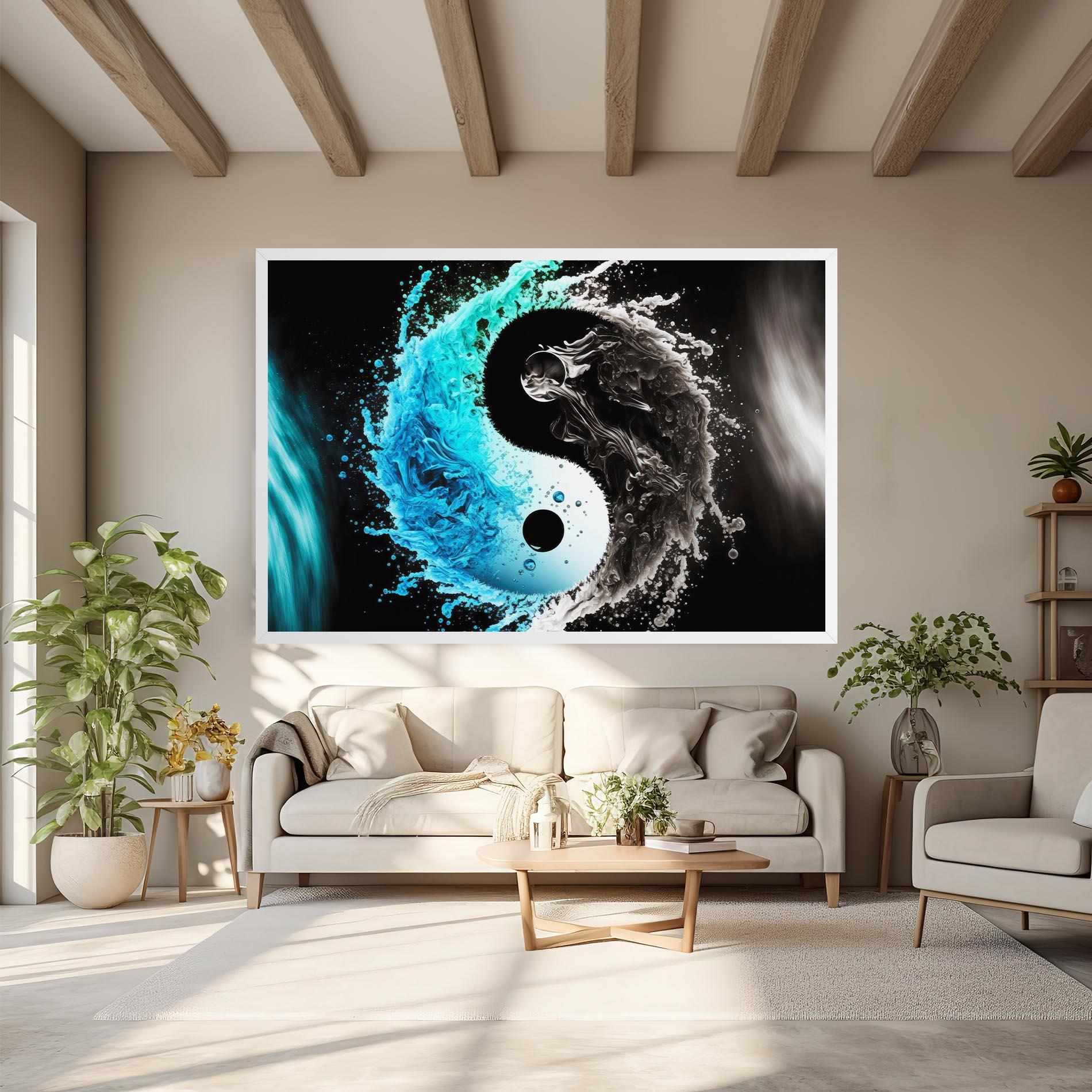 Картина на платно Blue Black Yinyang mockup 6