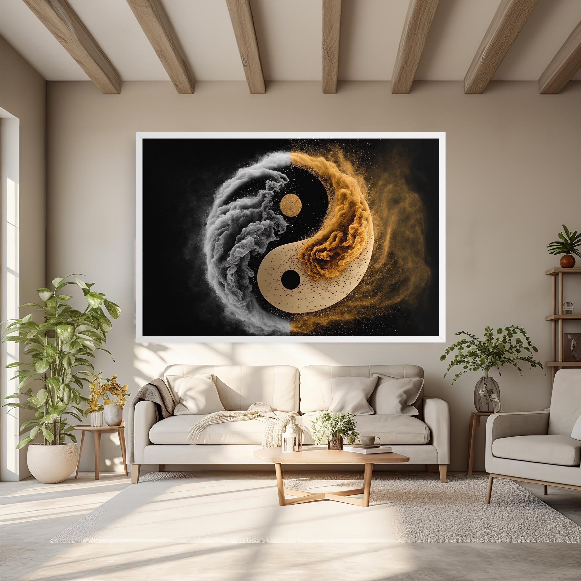 Картина на платно Cream Smoke Yinyang mockup 6