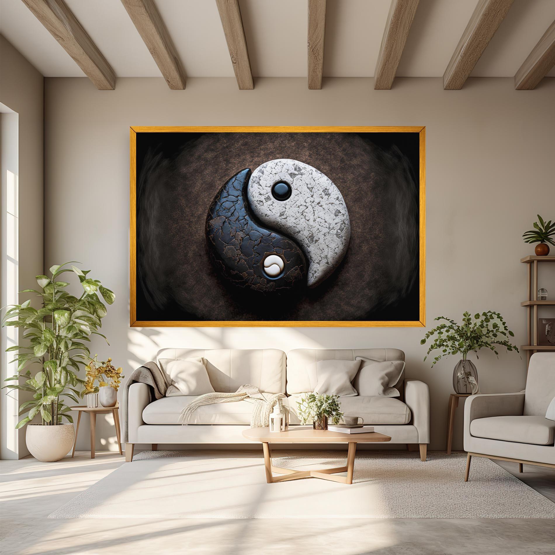 Картина на платно Black Stone Yinyang mockup 6