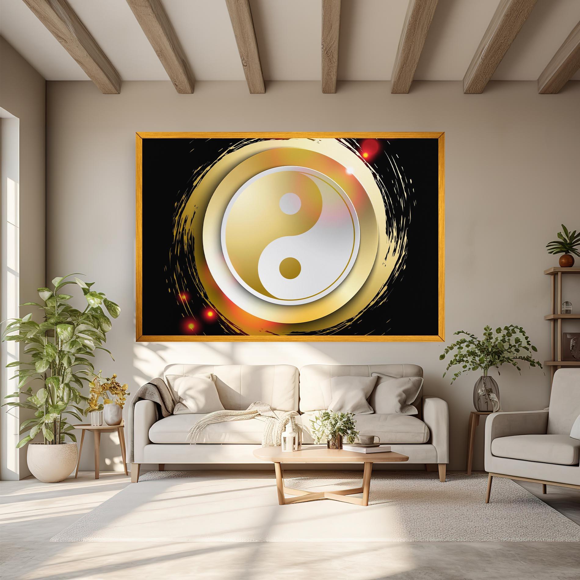 Картина на платно Gold Light Yinyang mockup 6